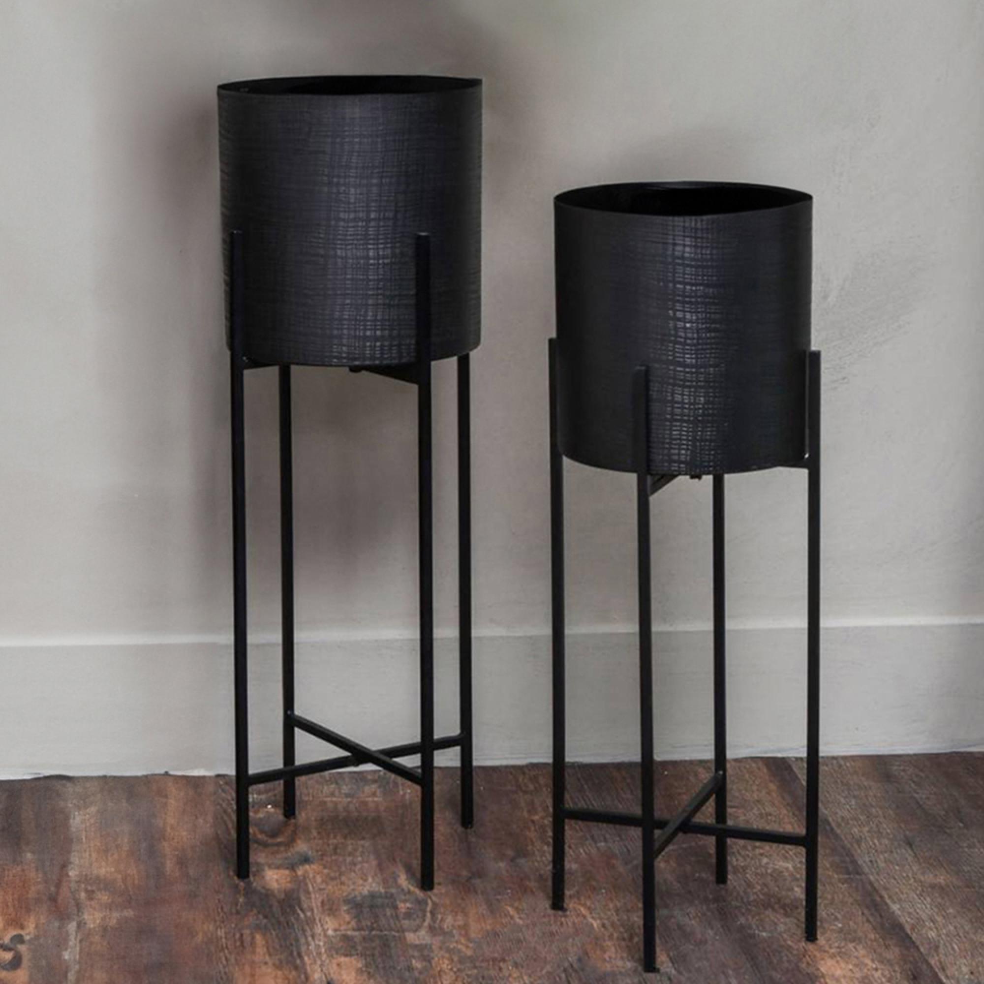 Clyde Planter - Black - Floor Standing - Set of 2