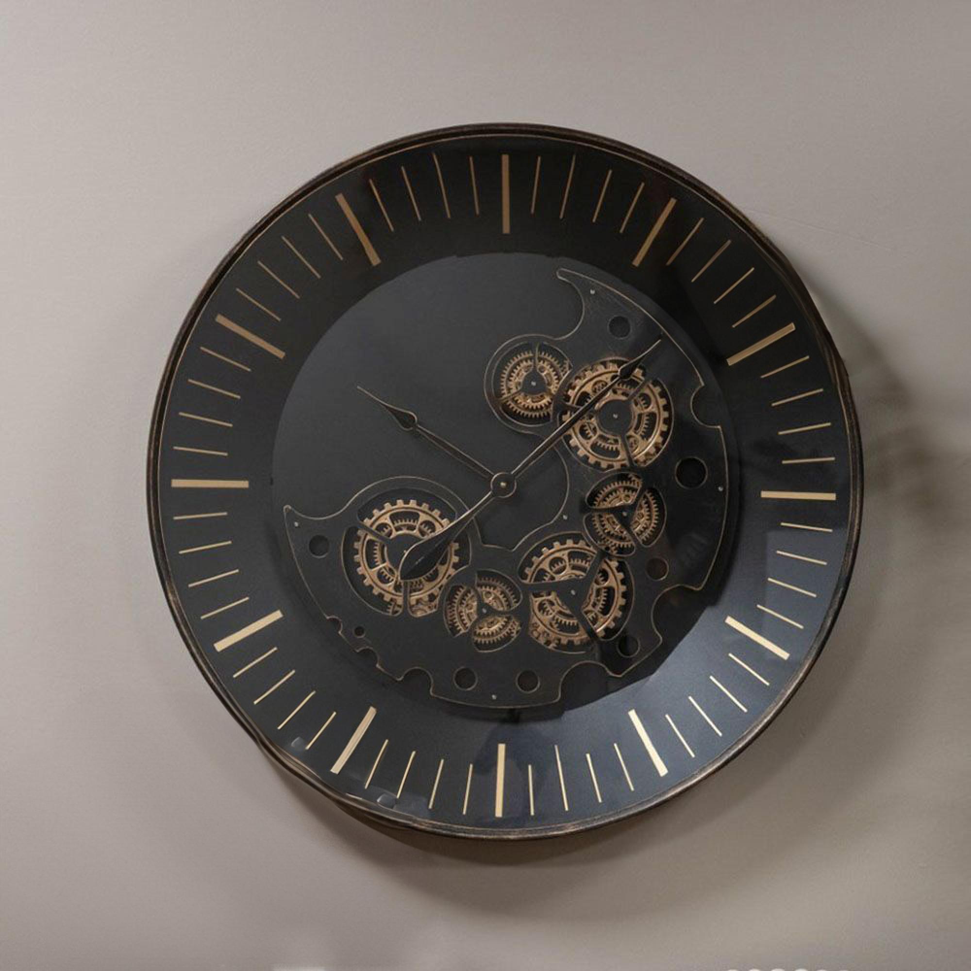 Palladium Wall Clock - Black and Gold Cogs - Round - Small