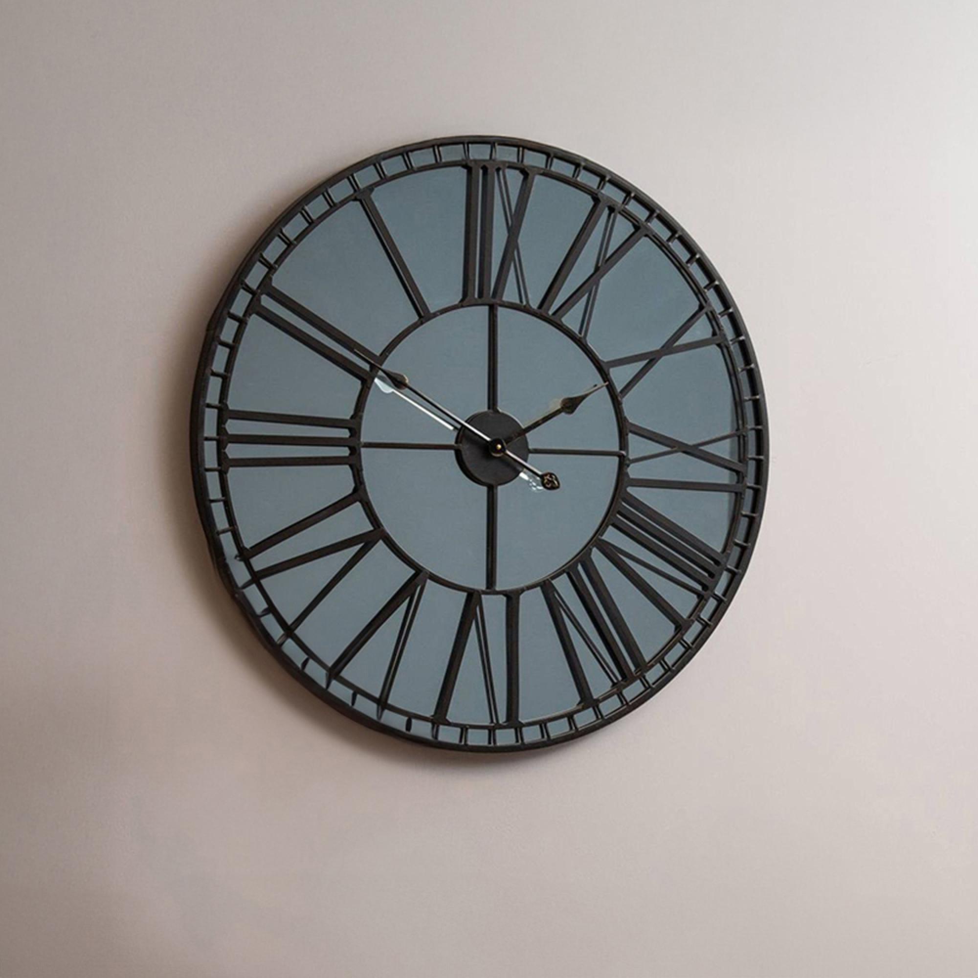 Skeleton Wall Clock - Black Metal - Round
