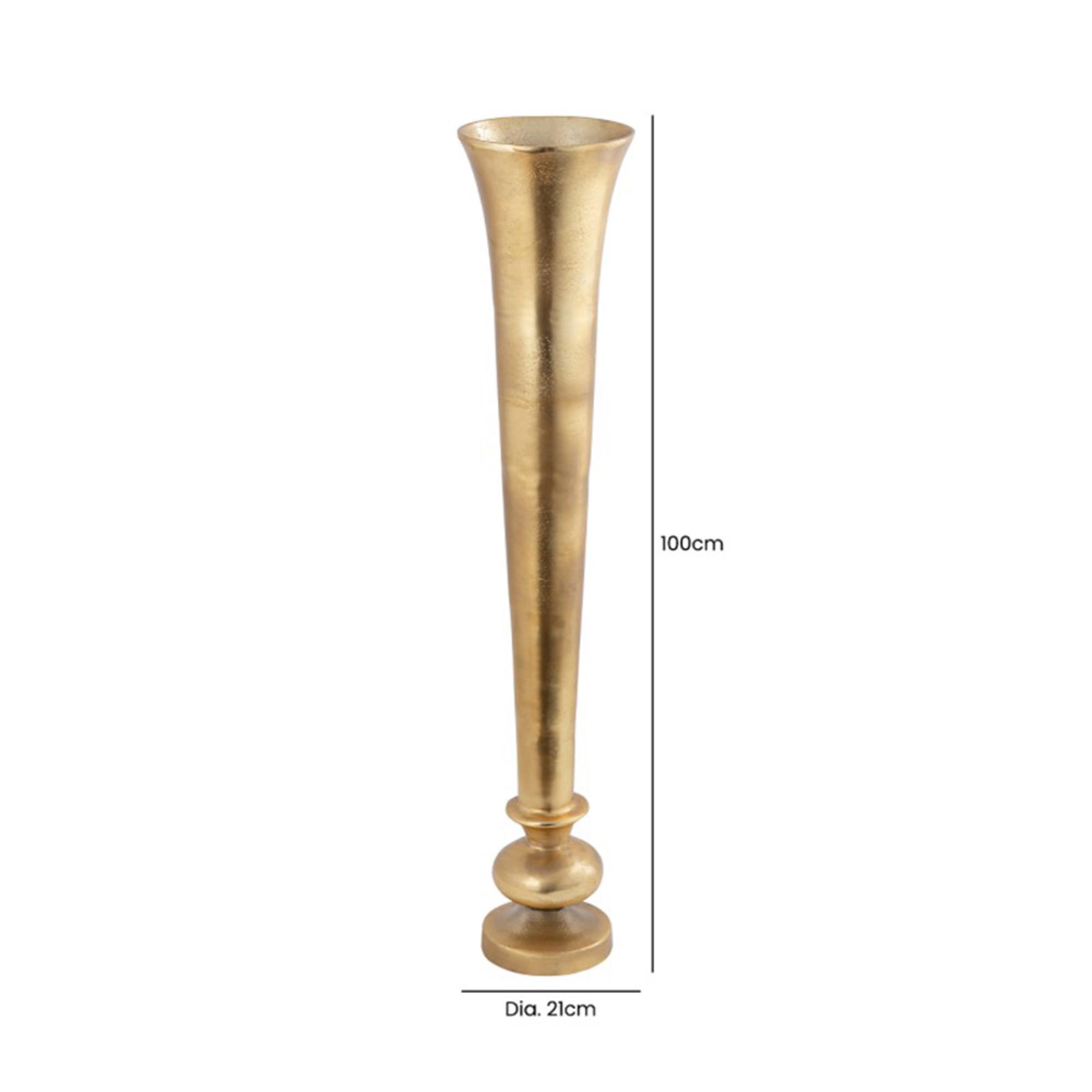 Vase - Light Gold - Fluted Metal