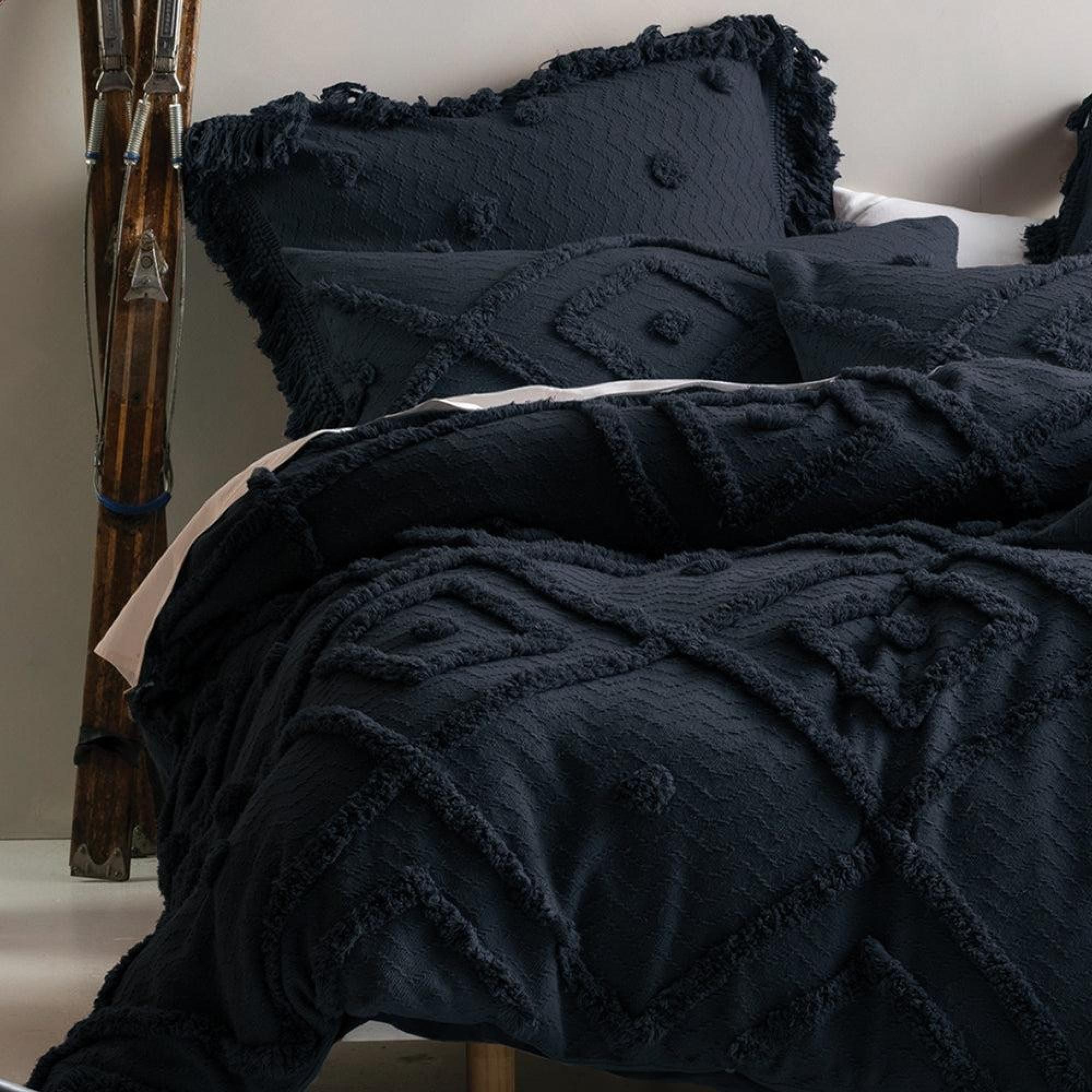 Linen House Adalyn Aztec Indigo Tufted Cotton Duvet Cover Set