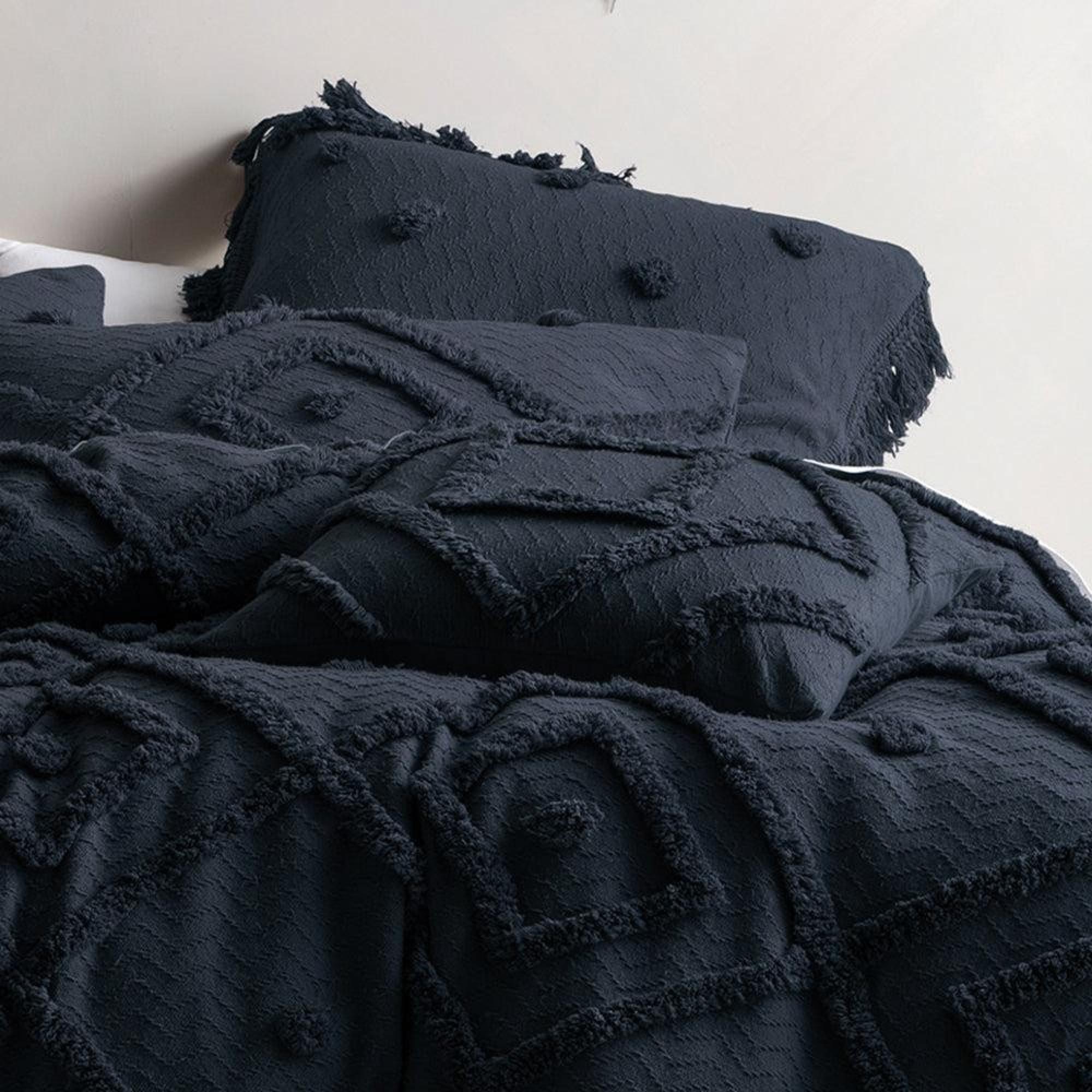 Linen House Adalyn Aztec Indigo Tufted Cotton Duvet Cover Set