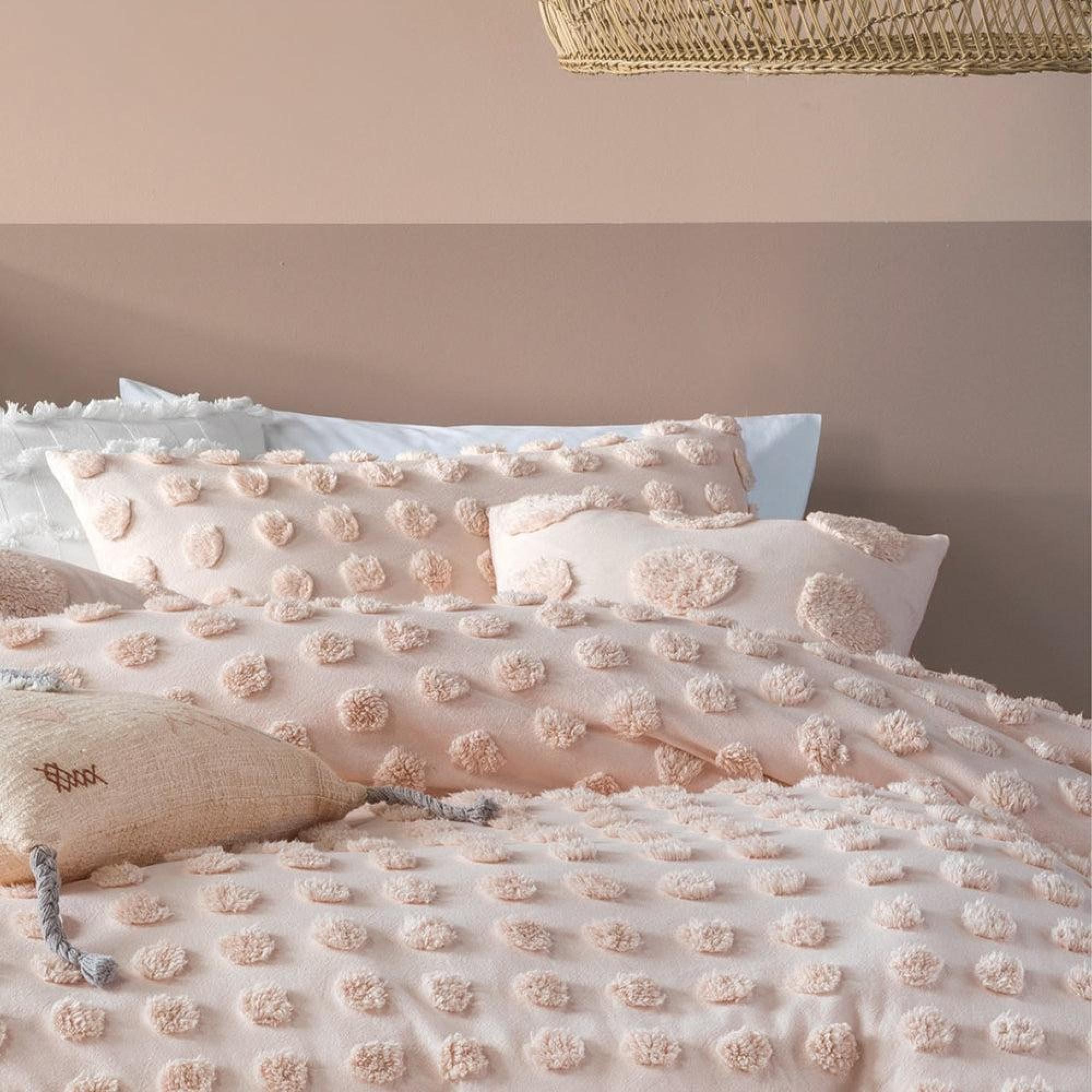 Linen House Haze Peach Tufted Cotton Duvet Cover Set