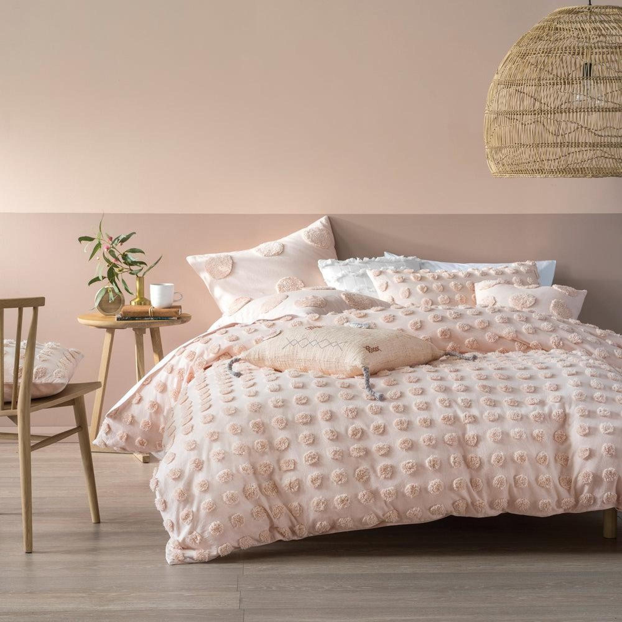 Linen House Haze Peach Tufted Cotton Duvet Cover Set