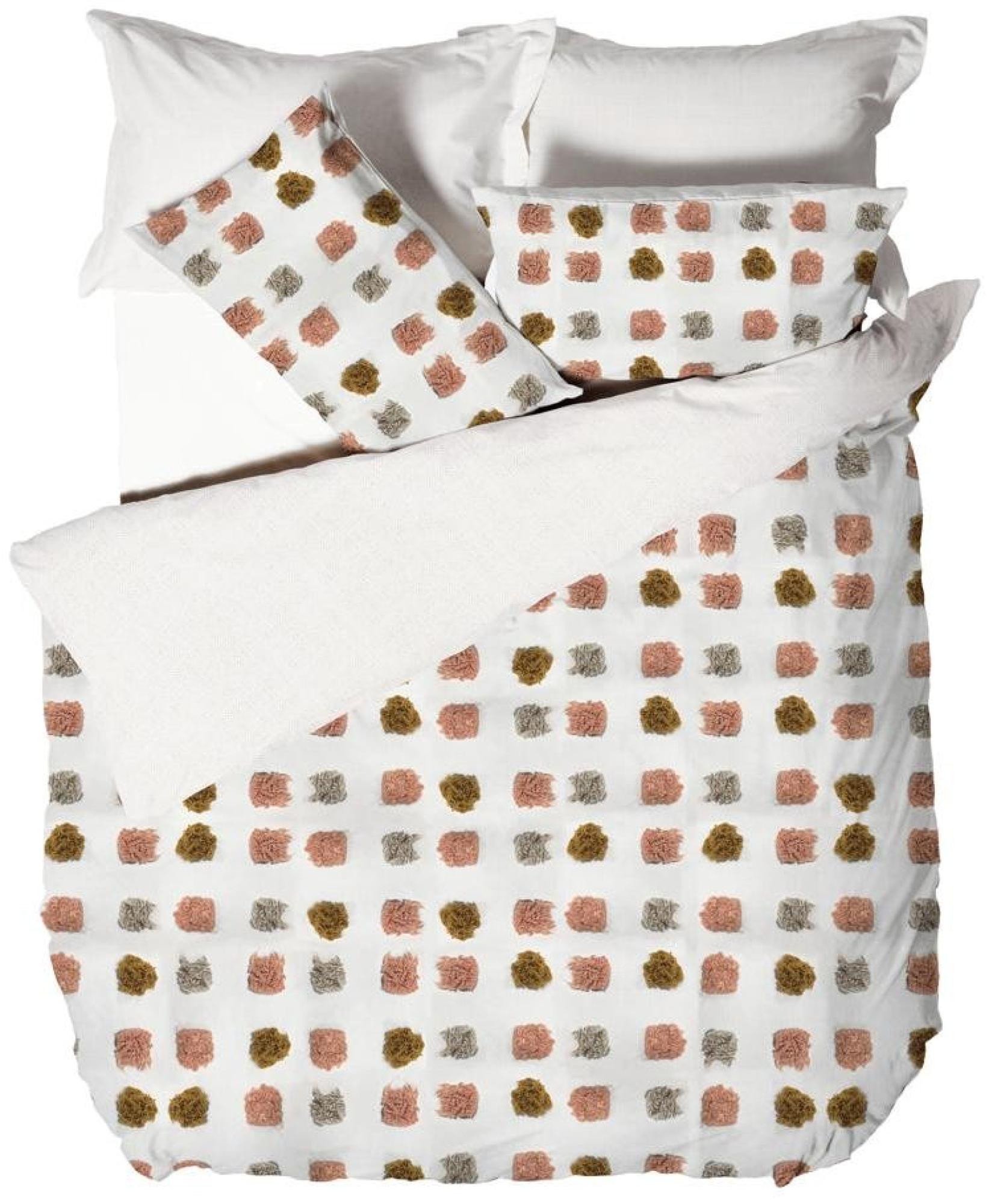 Linen House Haze Pink and Sand Tufted Cotton Duvet Cover Set