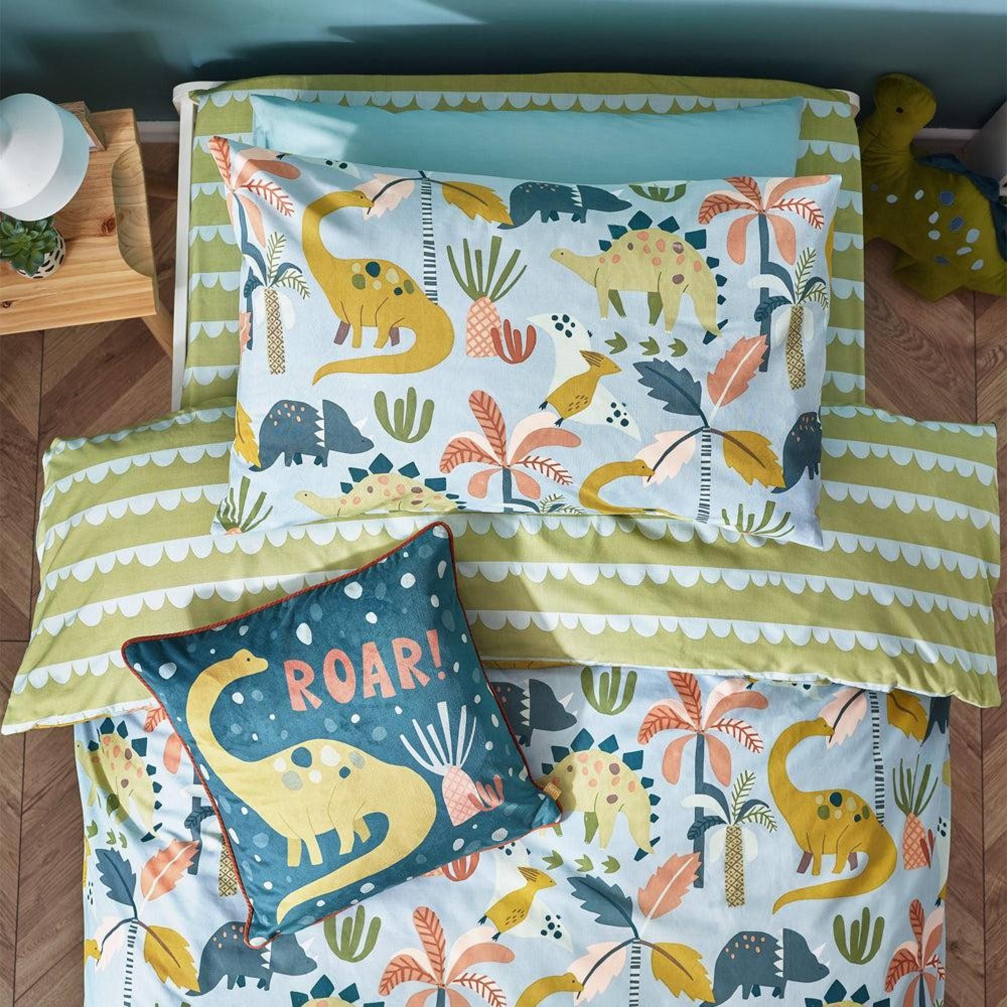 Little Furn Dinos Blue and Green Scandi Duvet Cover Set