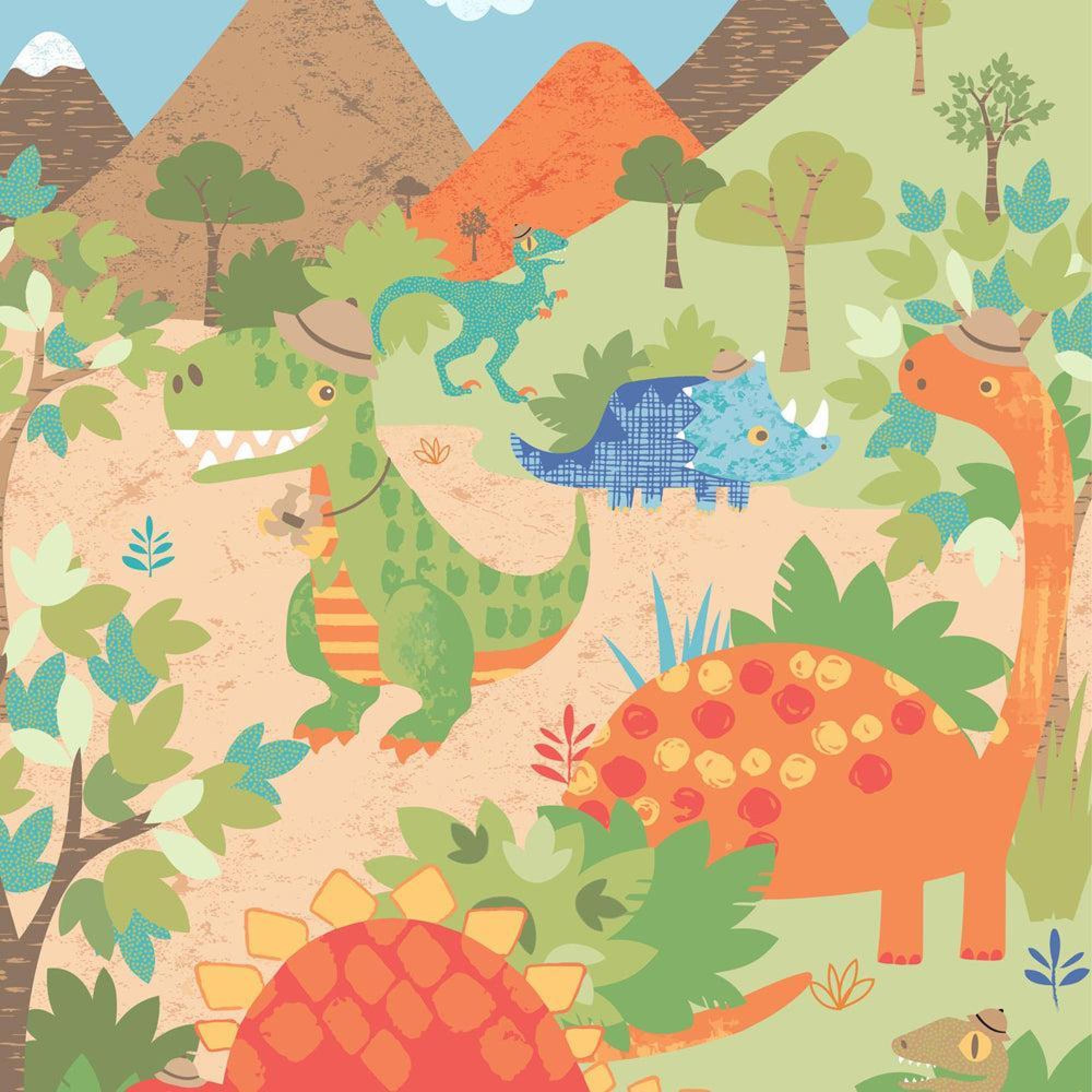 Little Furn Dinosaur Kids Multi Coloured Wall Art