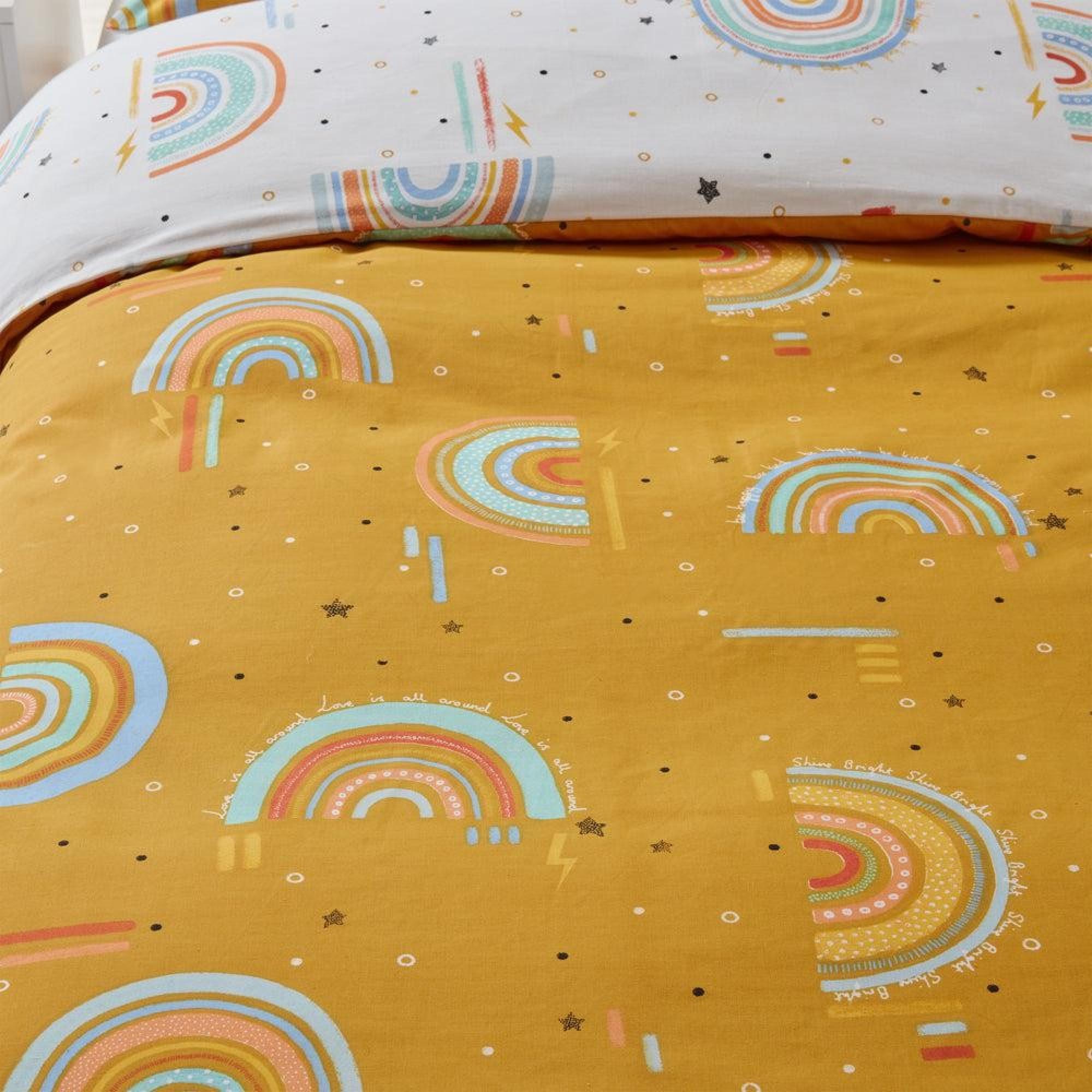 Little Furn Rainbow Tribe Kids Mustard Duvet Cover Set