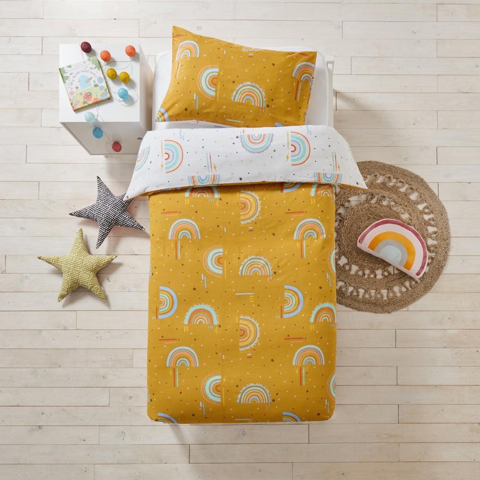 Little Furn Rainbow Tribe Kids Mustard Duvet Cover Set