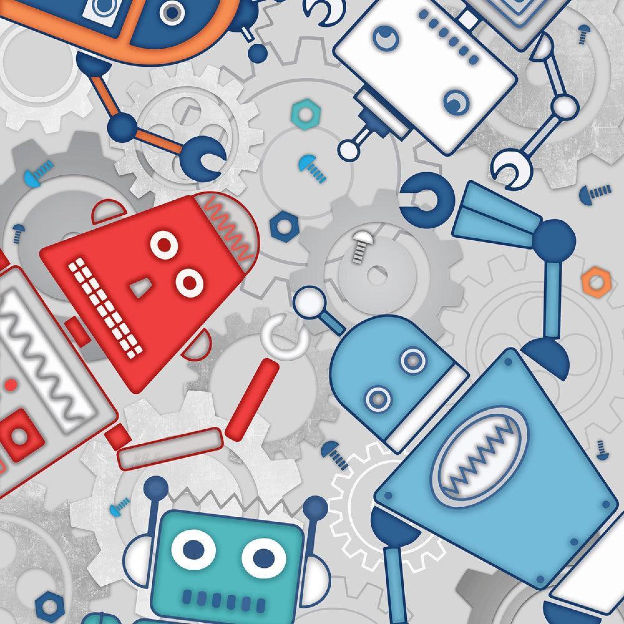 Little Furn Robot Kids Blue Wall Art