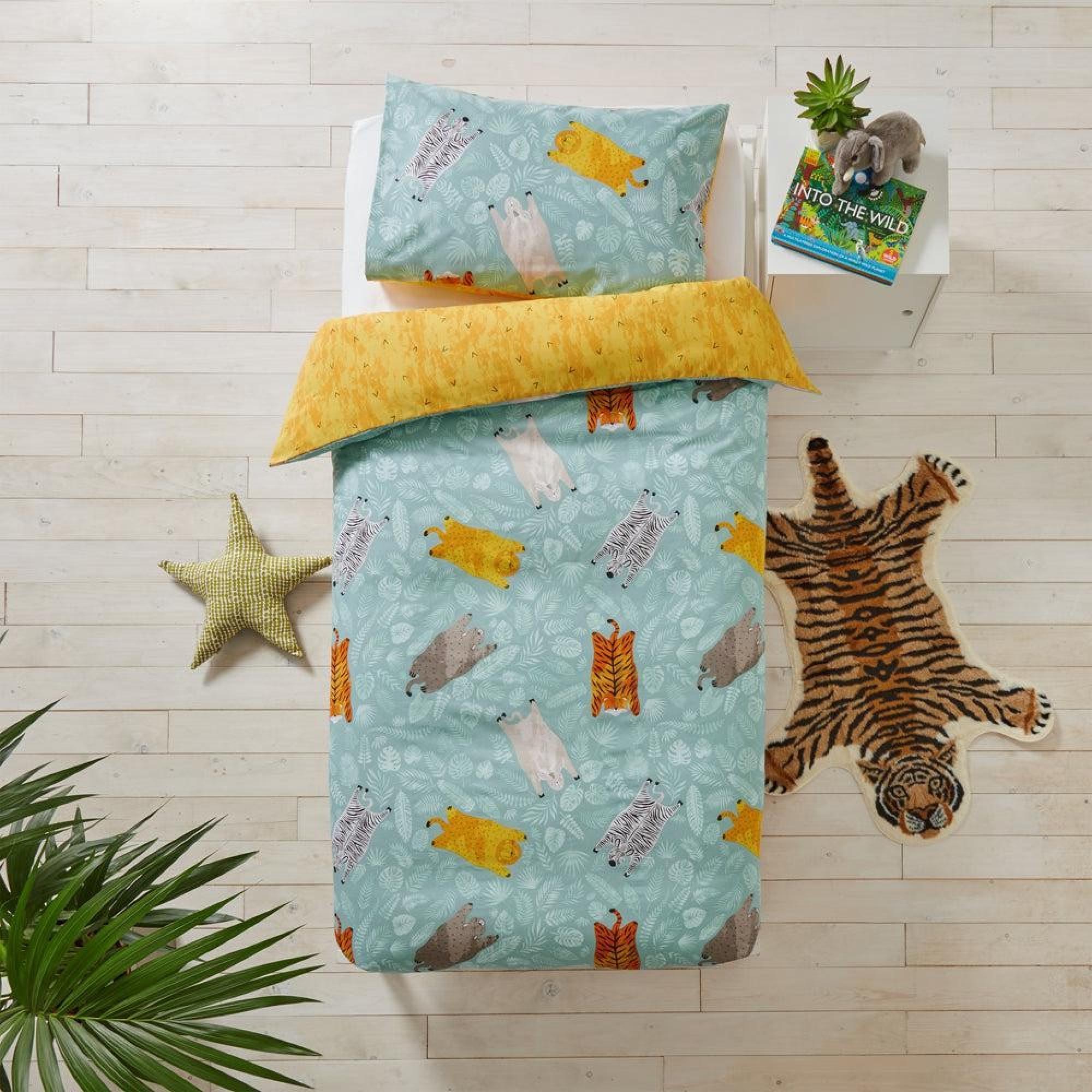 Little Furn Wild Friends Kids Teal Cotton Duvet Cover Set