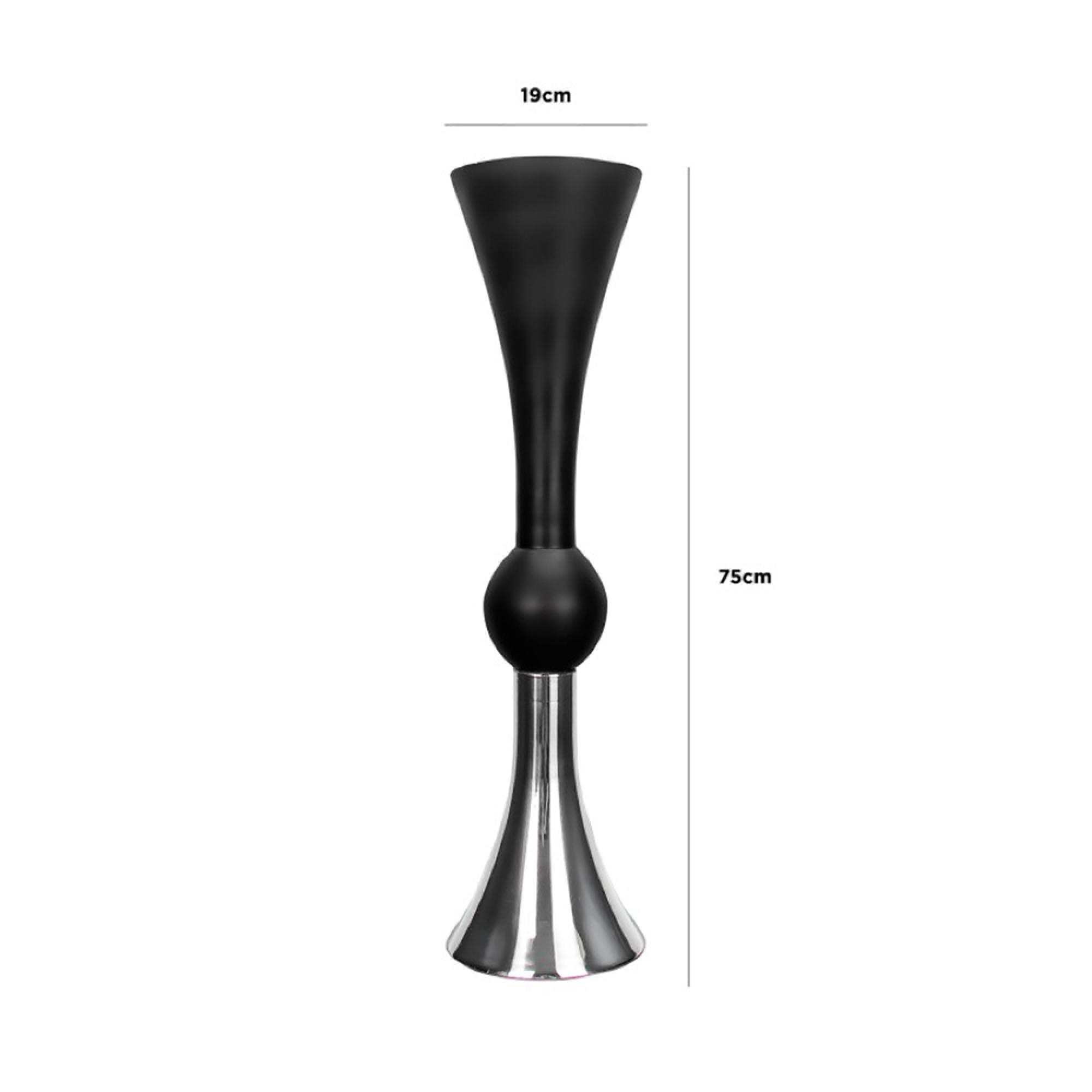 Vase - Matte Black and Silver - Glass - Flute