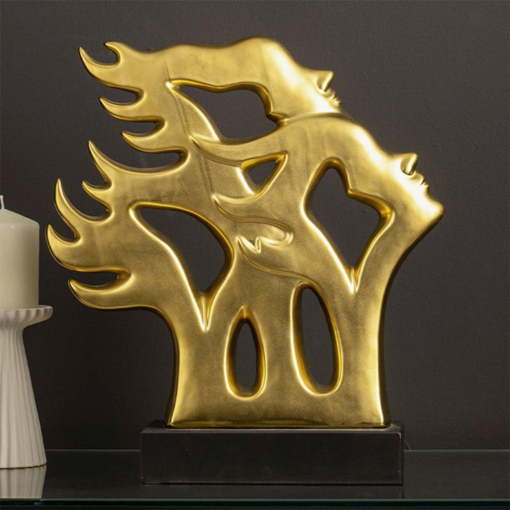 Sculpture - Matte Gold and Black Ceramic - 3 Faces