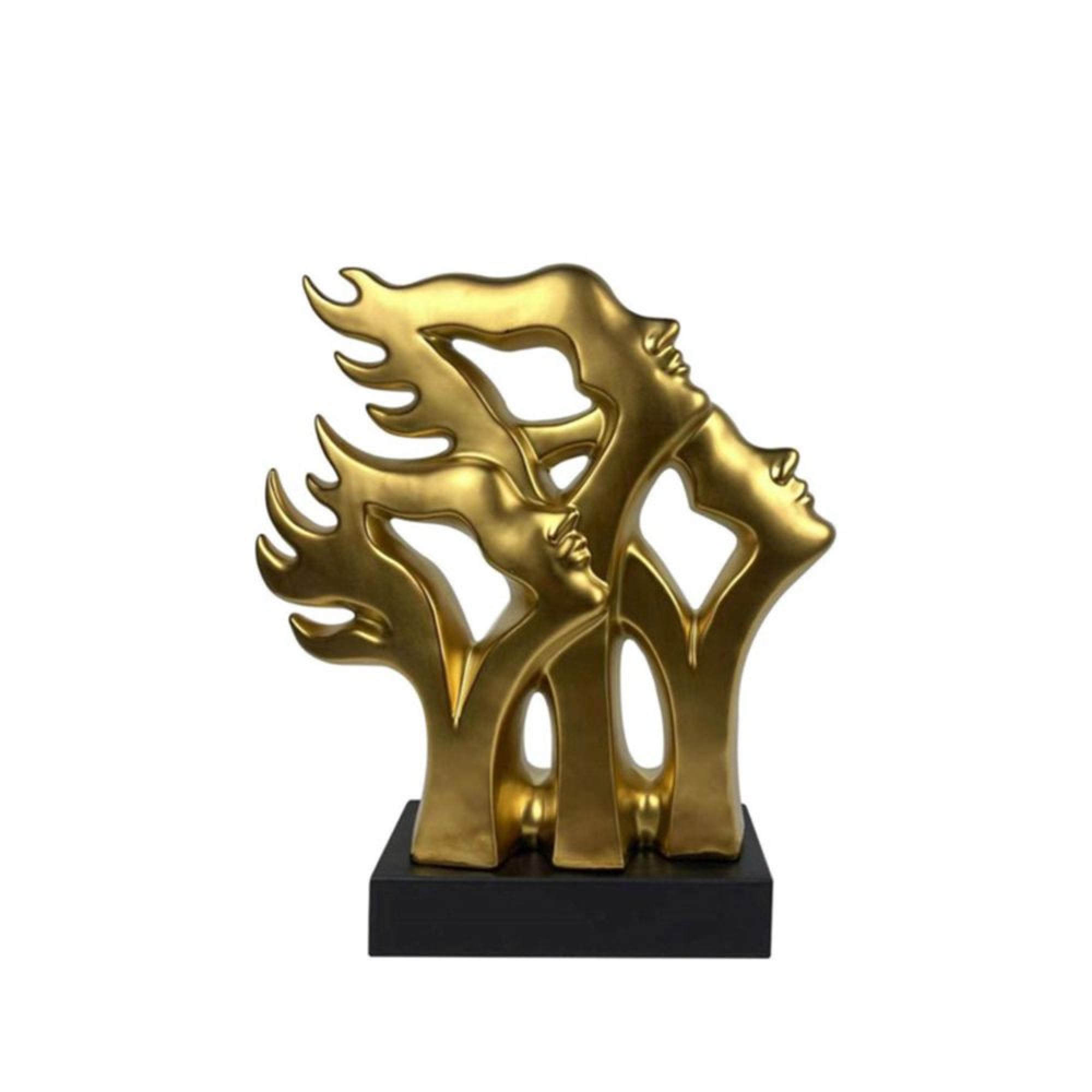 Sculpture - Matte Gold and Black Ceramic - 3 Faces