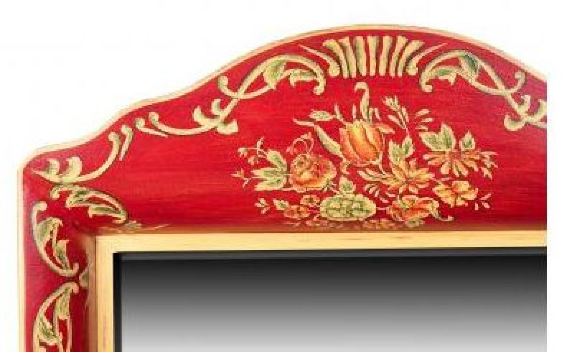 Meerut Red Floral Design Wall Mirror