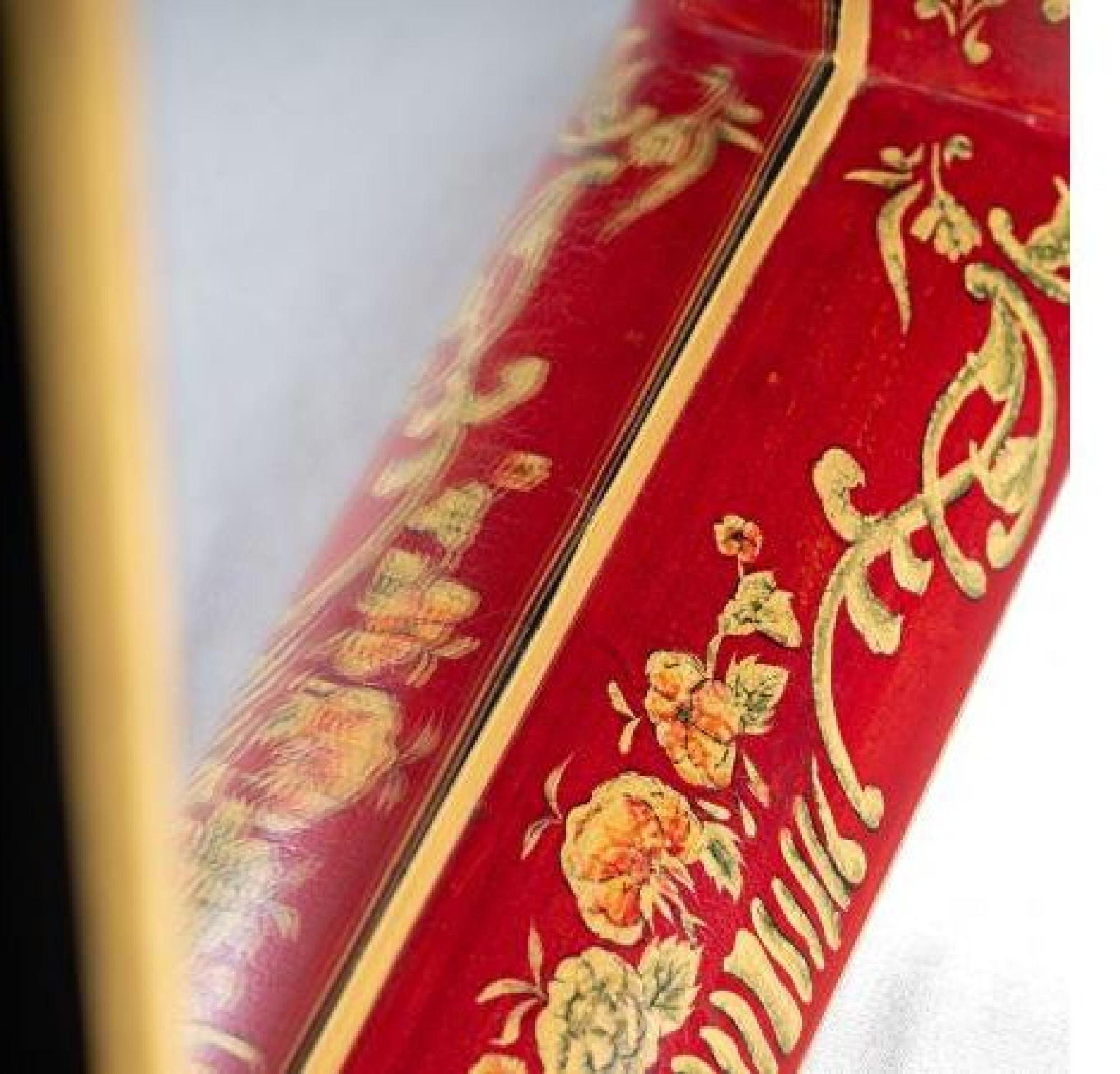 Meerut Red Floral Design Wall Mirror