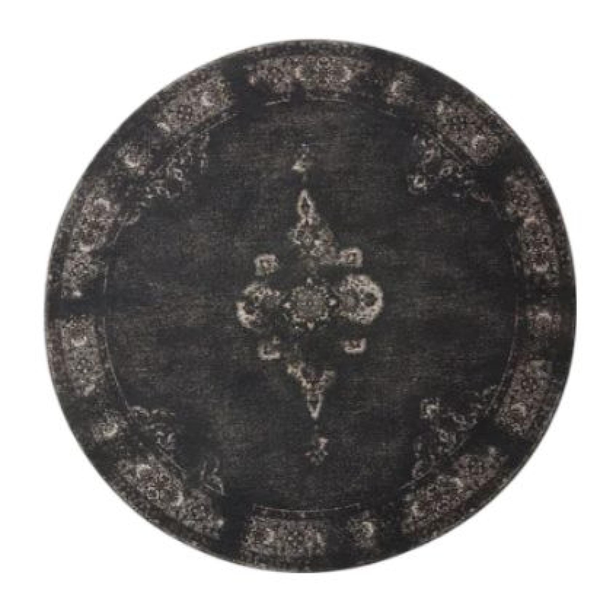 Grand Black Woven Round Rug - 240cm x 240cm