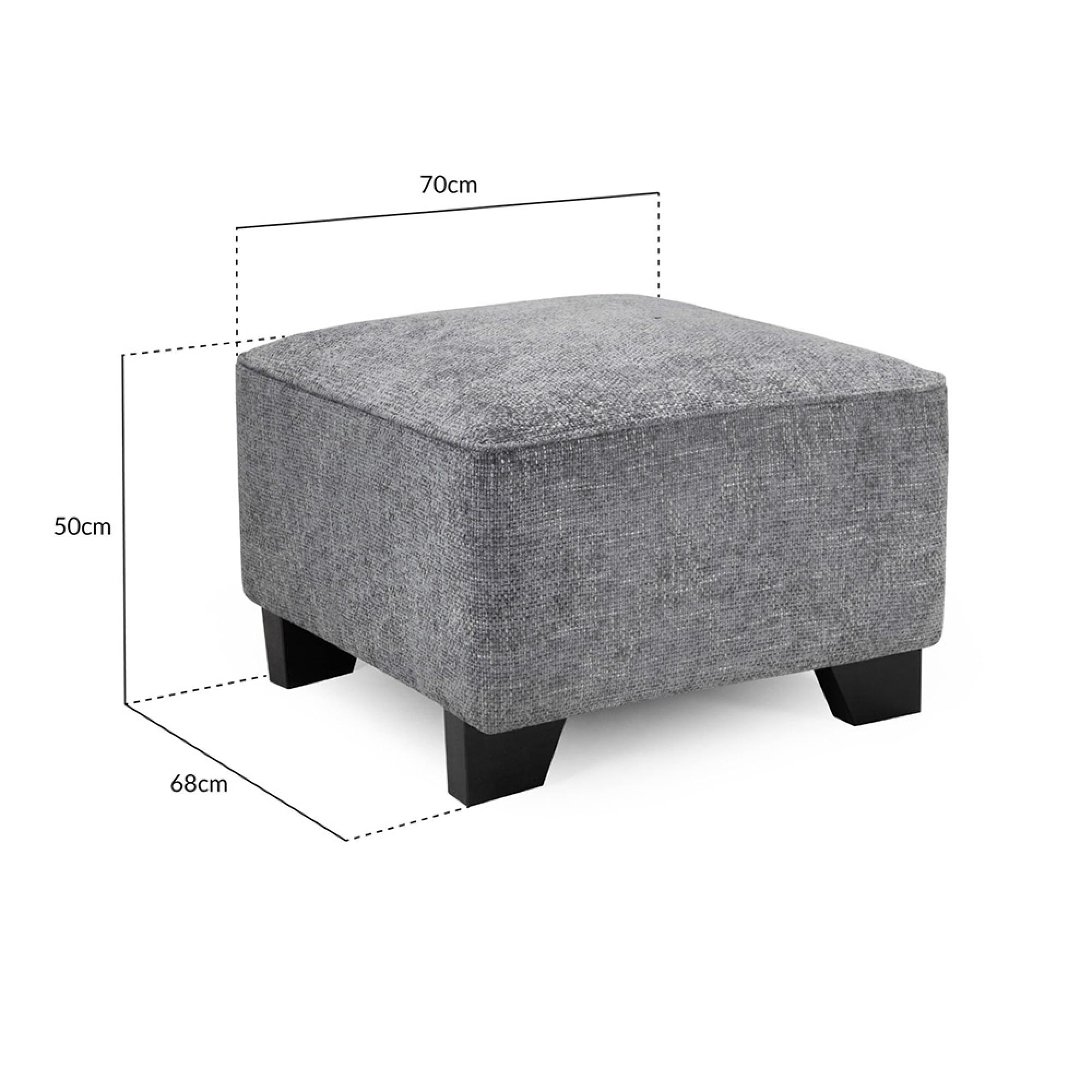 Nebraska Footstool - Slate Grey Fabric