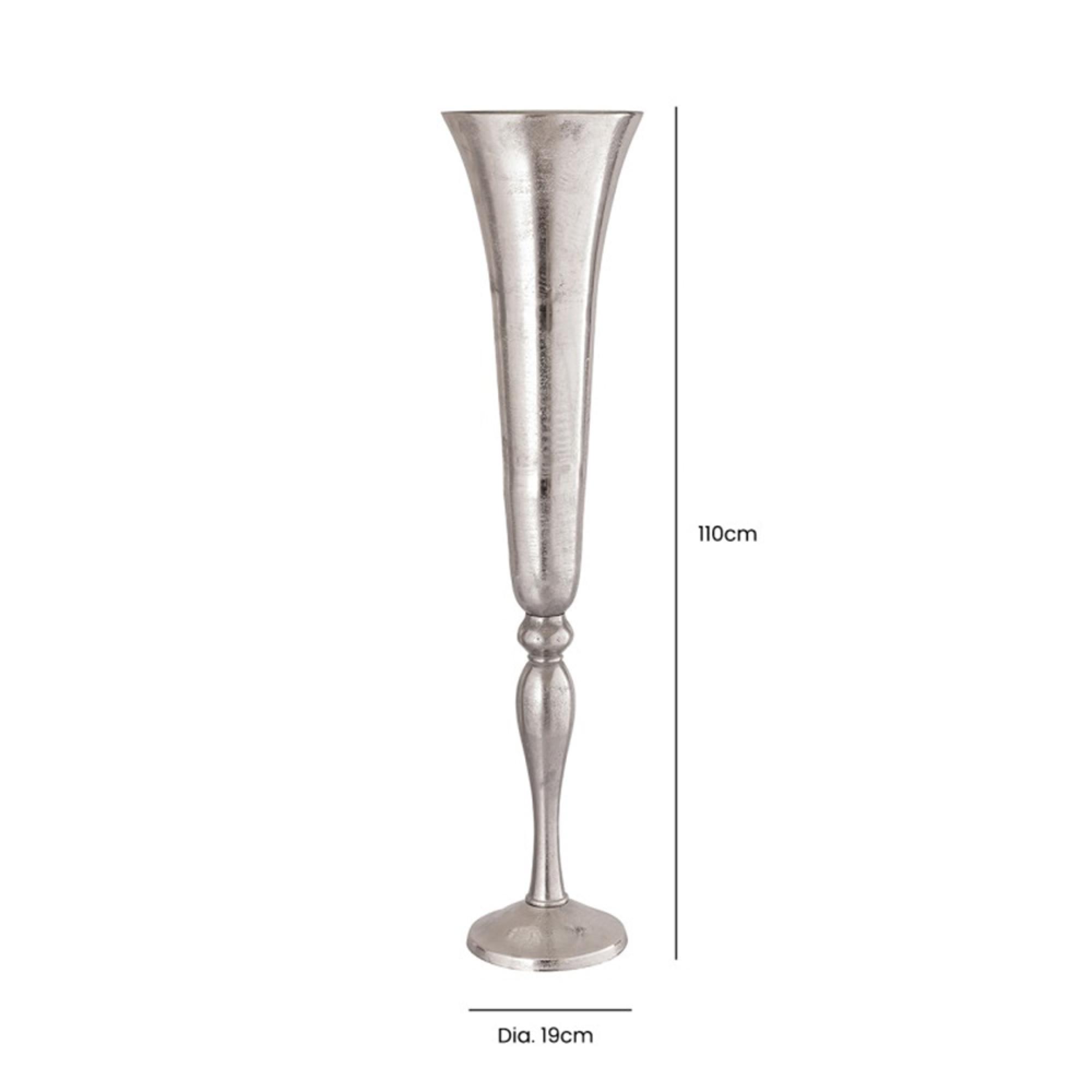 Vase - Nickel - Fluted Metal - Large