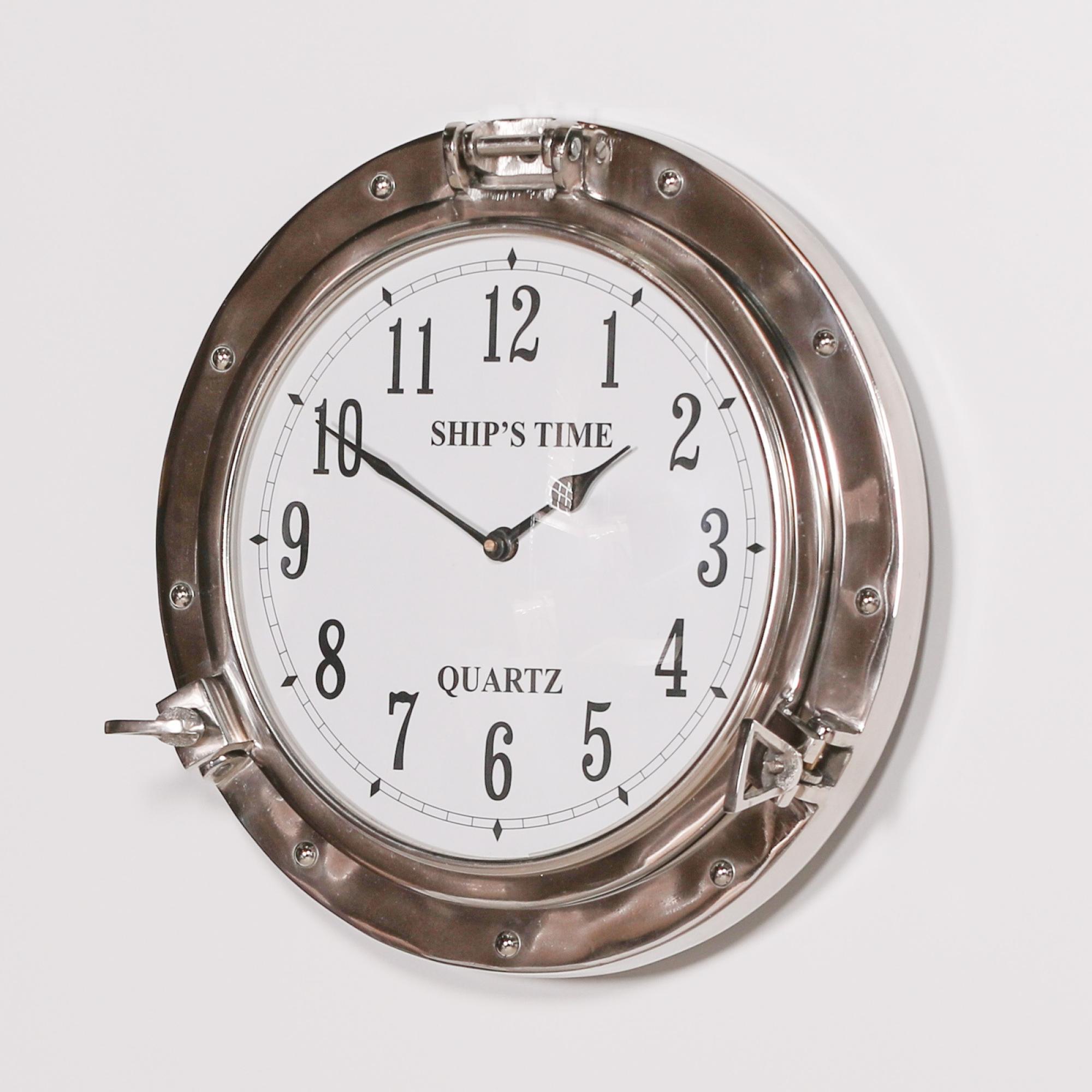 Port Hole Ships Wall Clock - Polished - Round