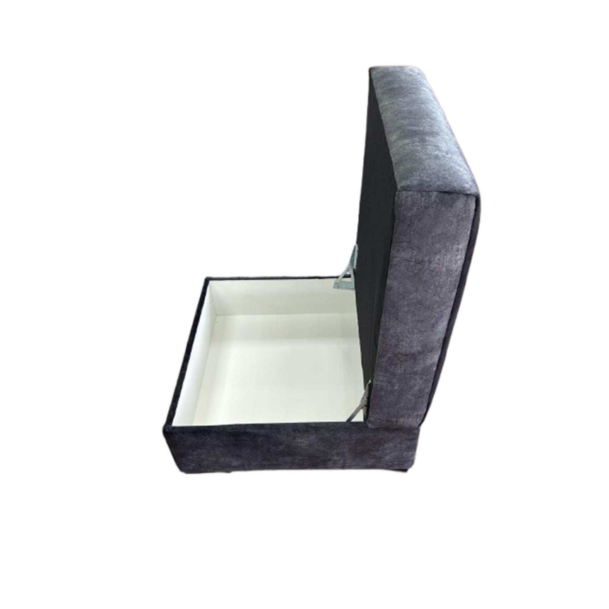 Serena Storage Footstool - Charcoal Black Fabric