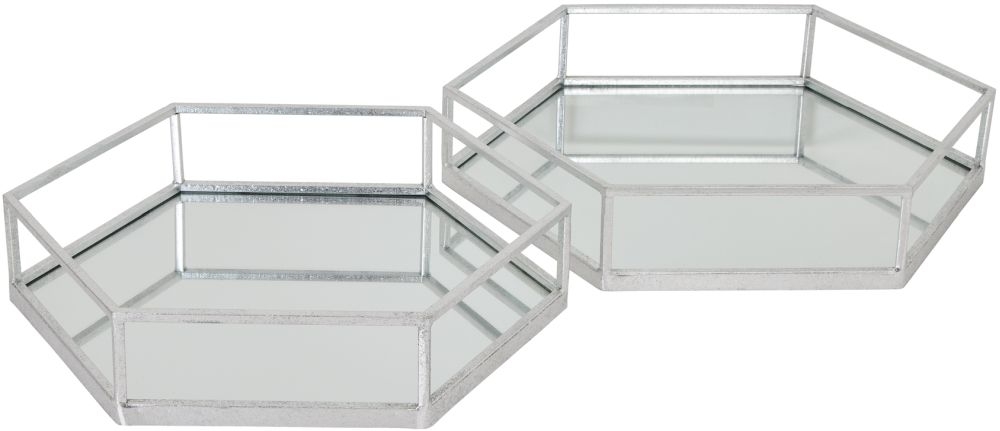 Silver Hexagon Set Of Two Trays