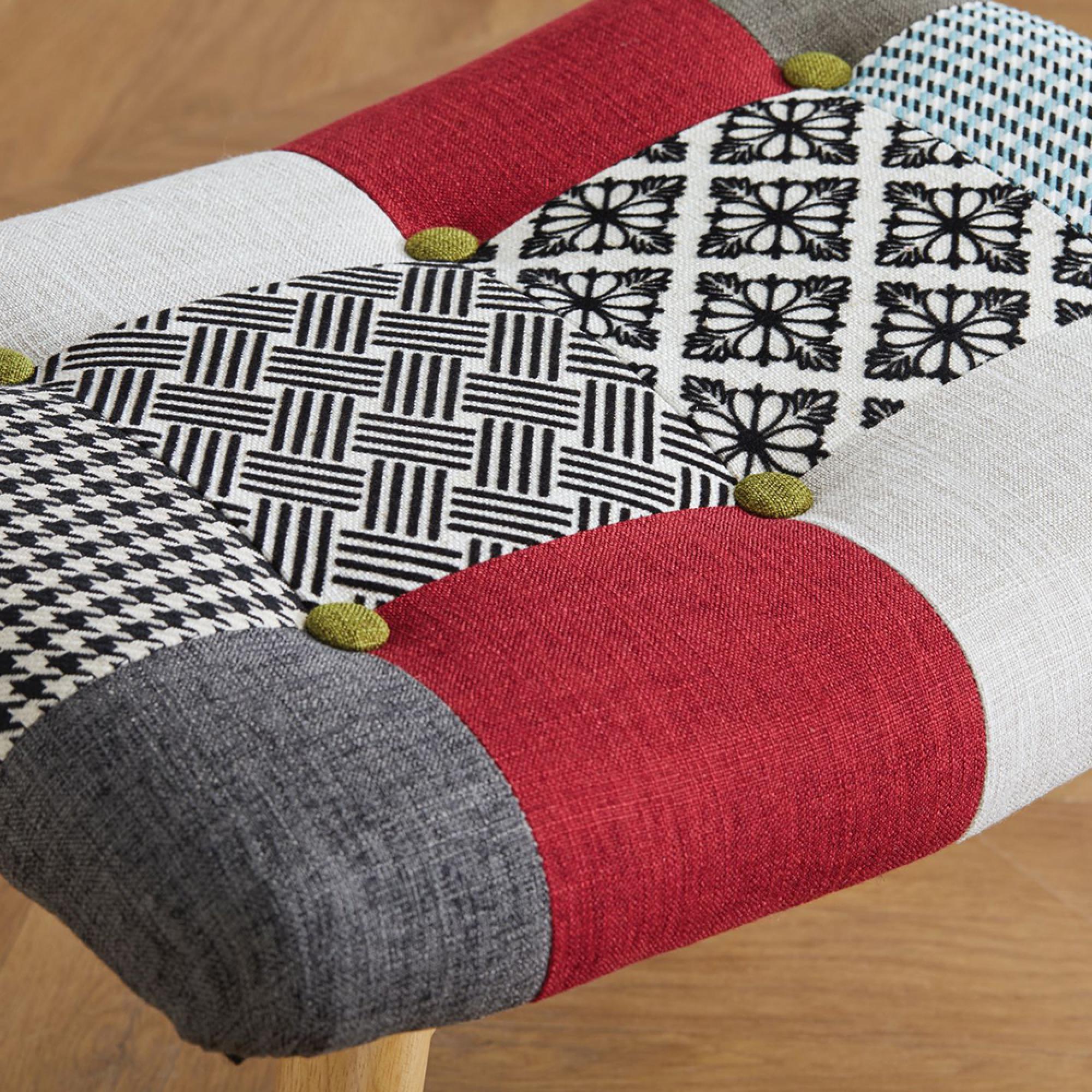 Sloane Footstool - Multi Coloured Patchwork Fabric