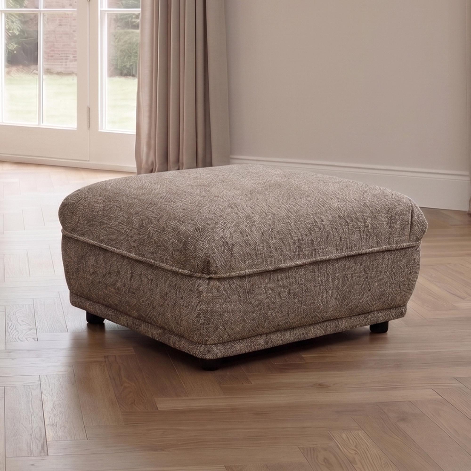 Tamson Footstool - Fabric - Pebble
