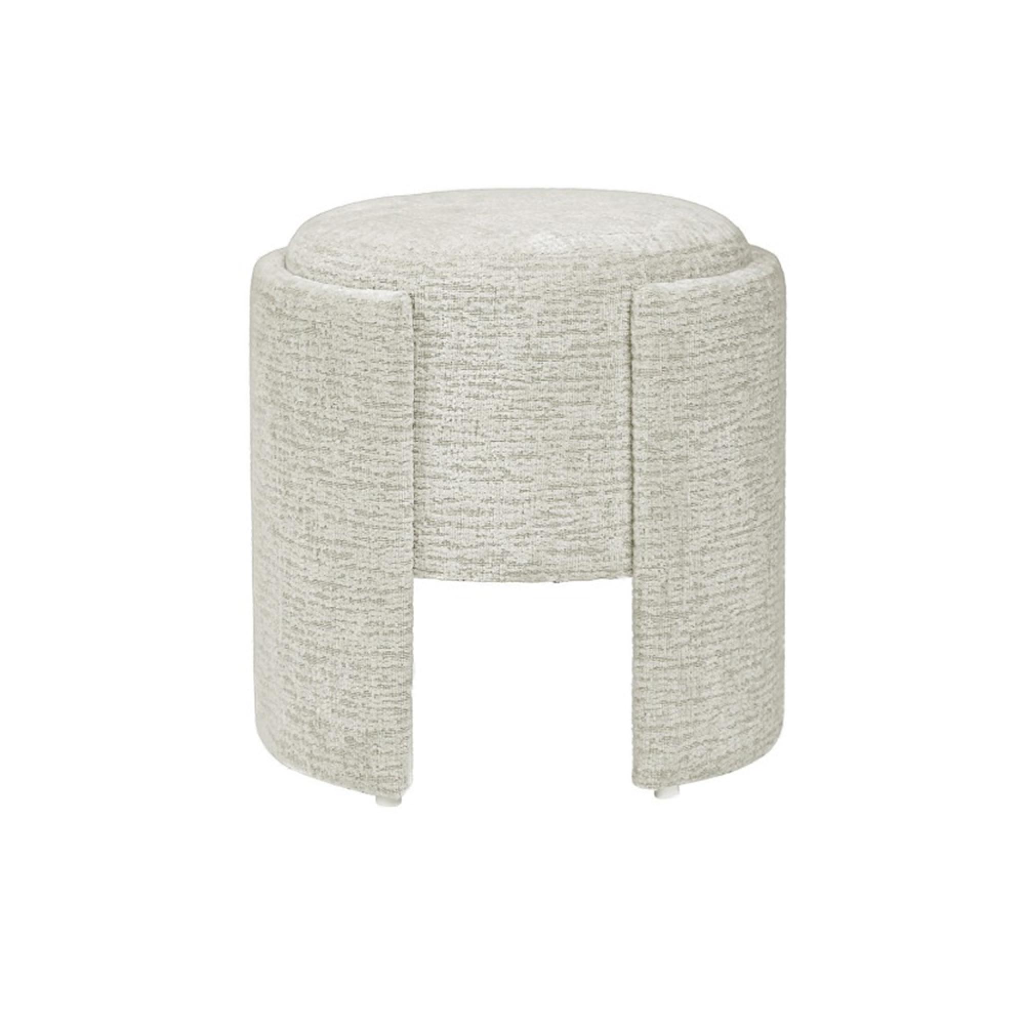 Footstool - Round - Taupe Chenille Fabric - Small