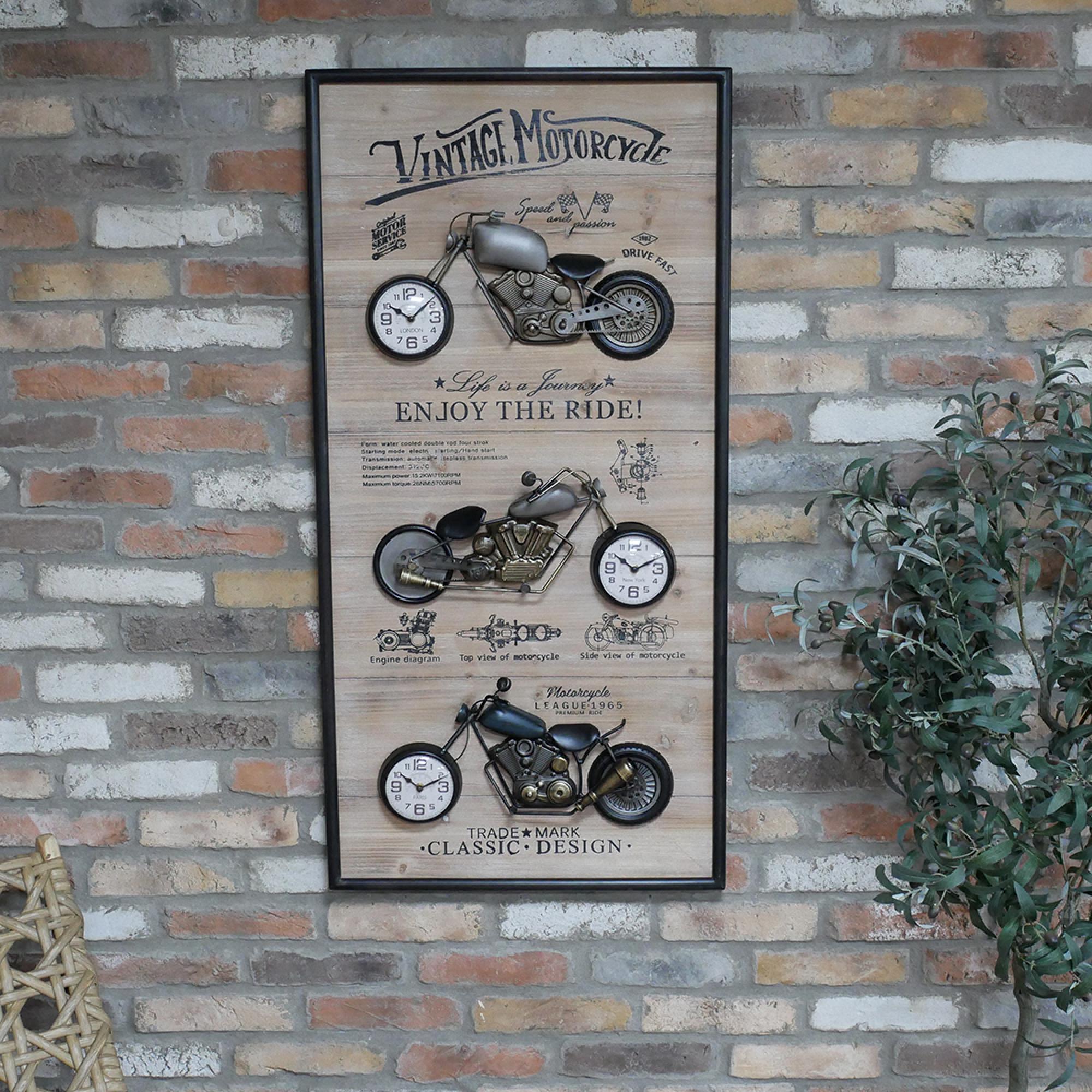 Vintage Motorbikes Clock - Metal