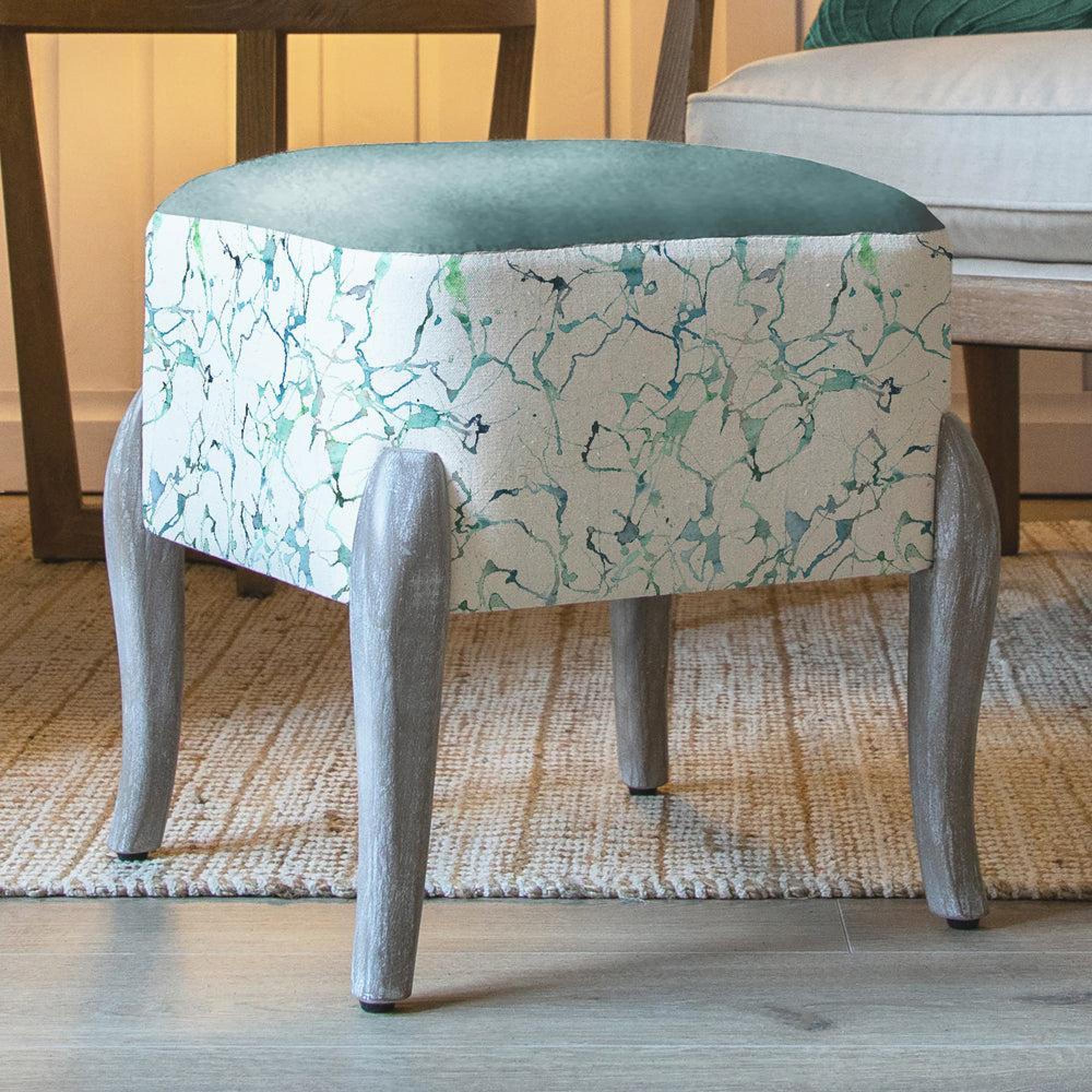 Carrara Ralf Footstool - Ocean - Printed