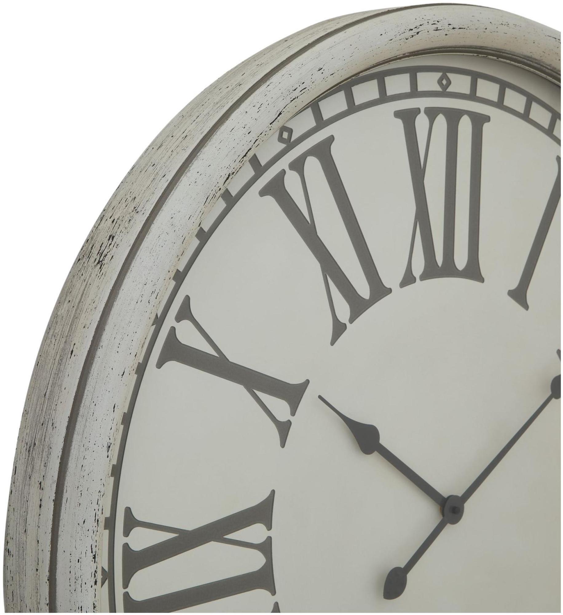 Embossed Wall Clock - White Metal - 80cm x 80cm