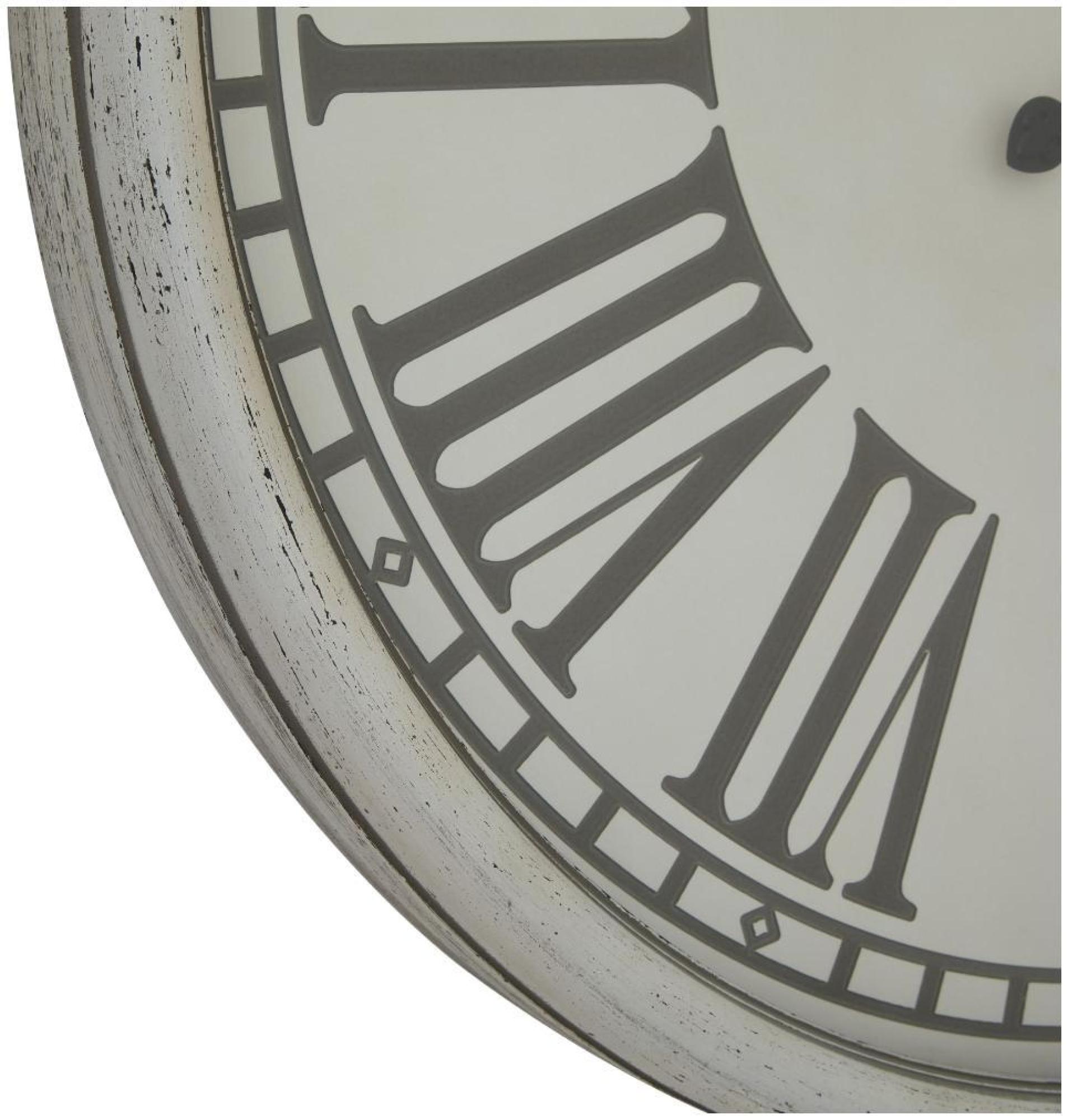 Embossed Wall Clock - White Metal - 80cm x 80cm