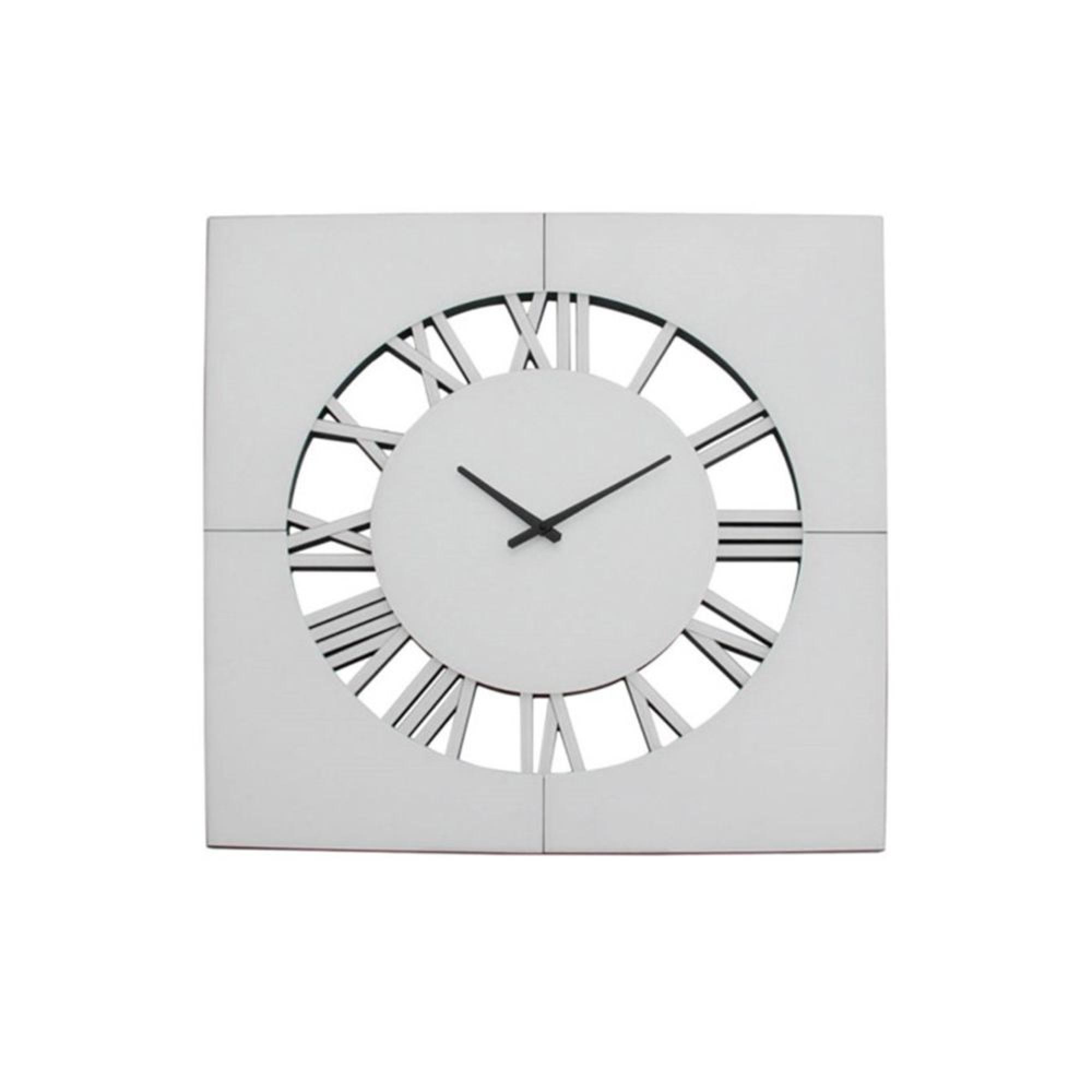 Wall Clock - Square - White Mirrored