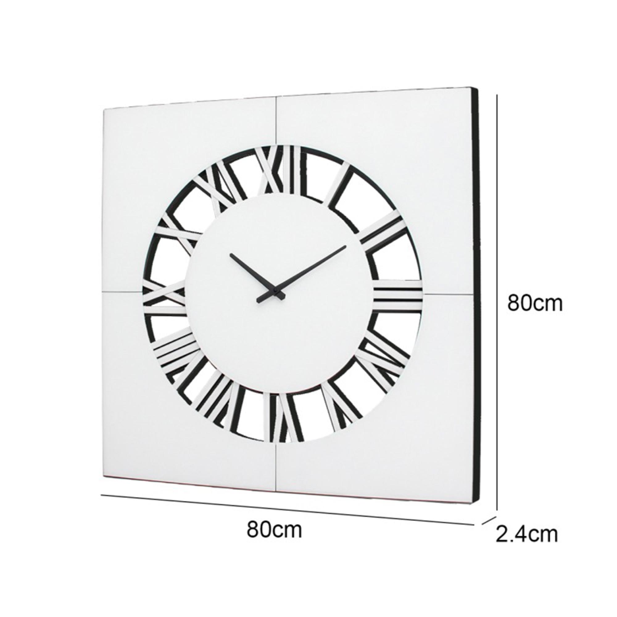 Wall Clock - Square - White Mirrored