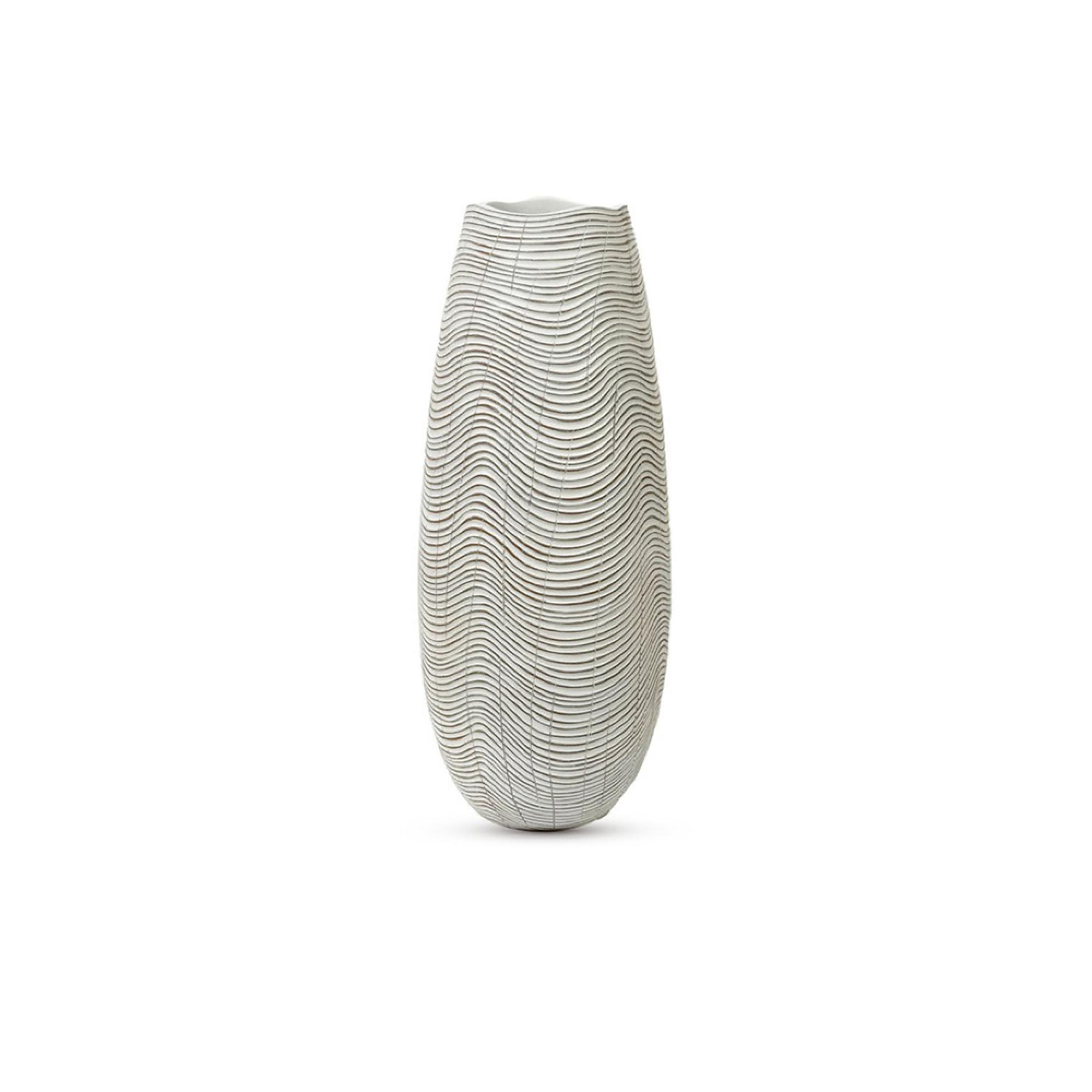 Vase - White and Brown - Polyresin