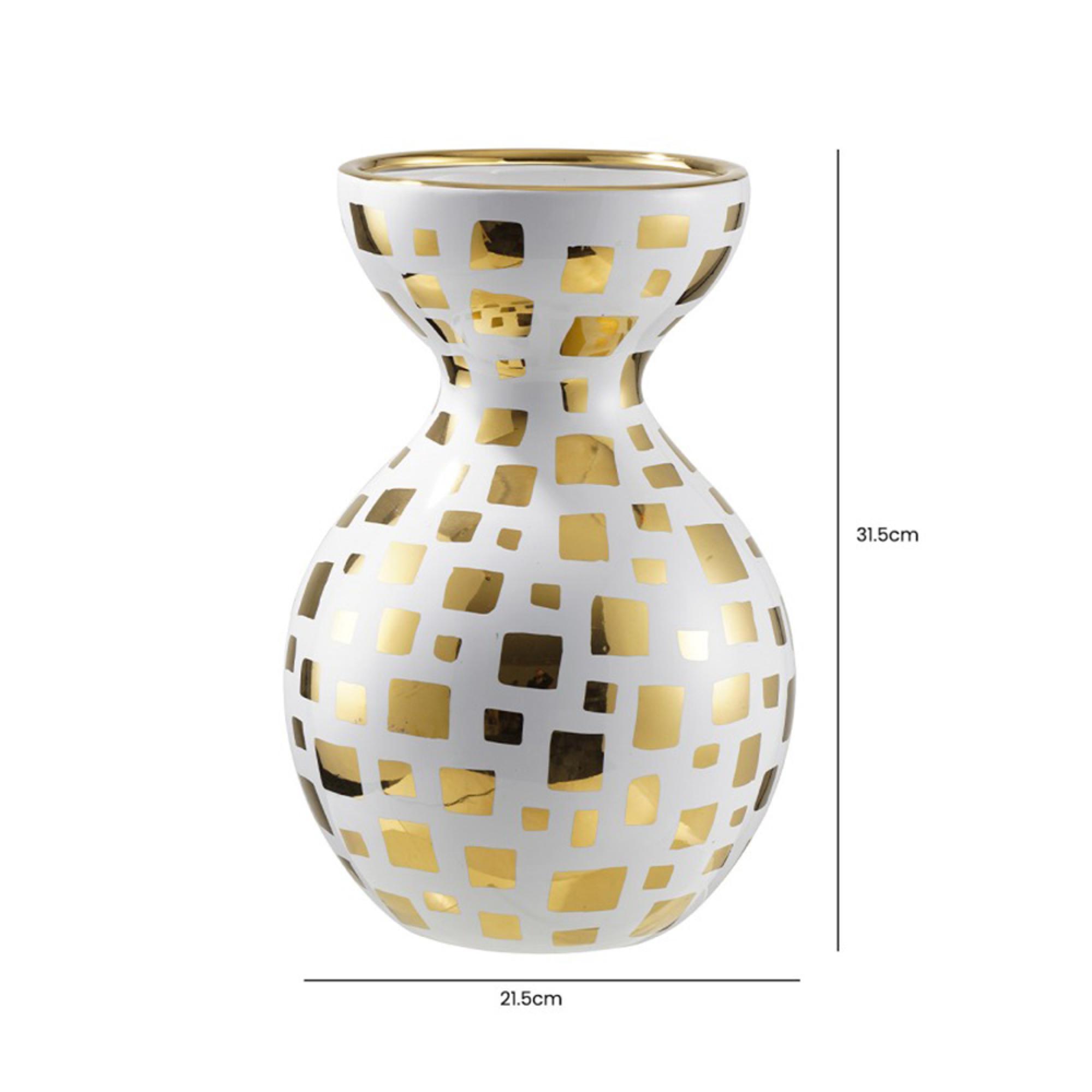 Vase - White and Gold - Ceramic