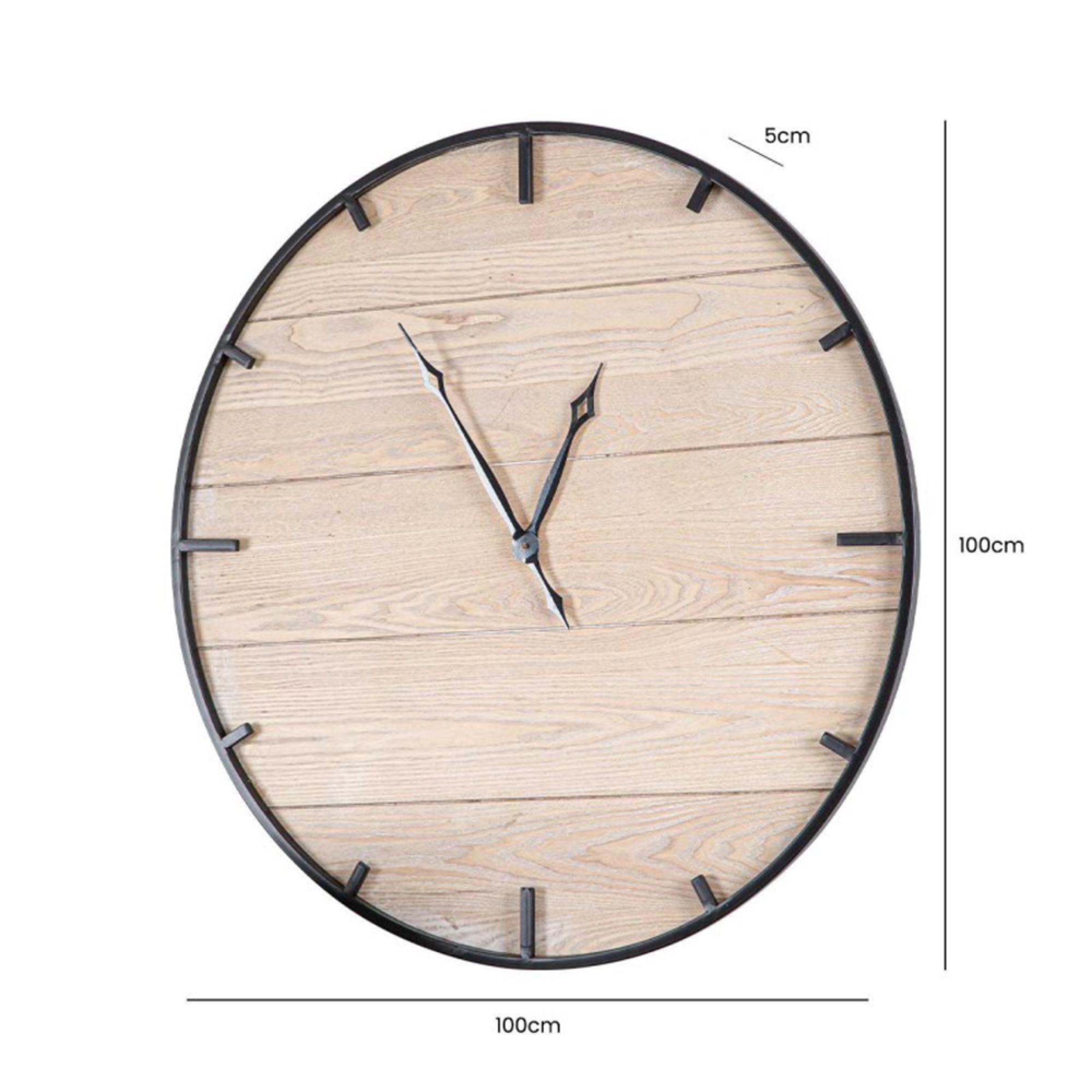Wall Clock - Round - Wood and Black