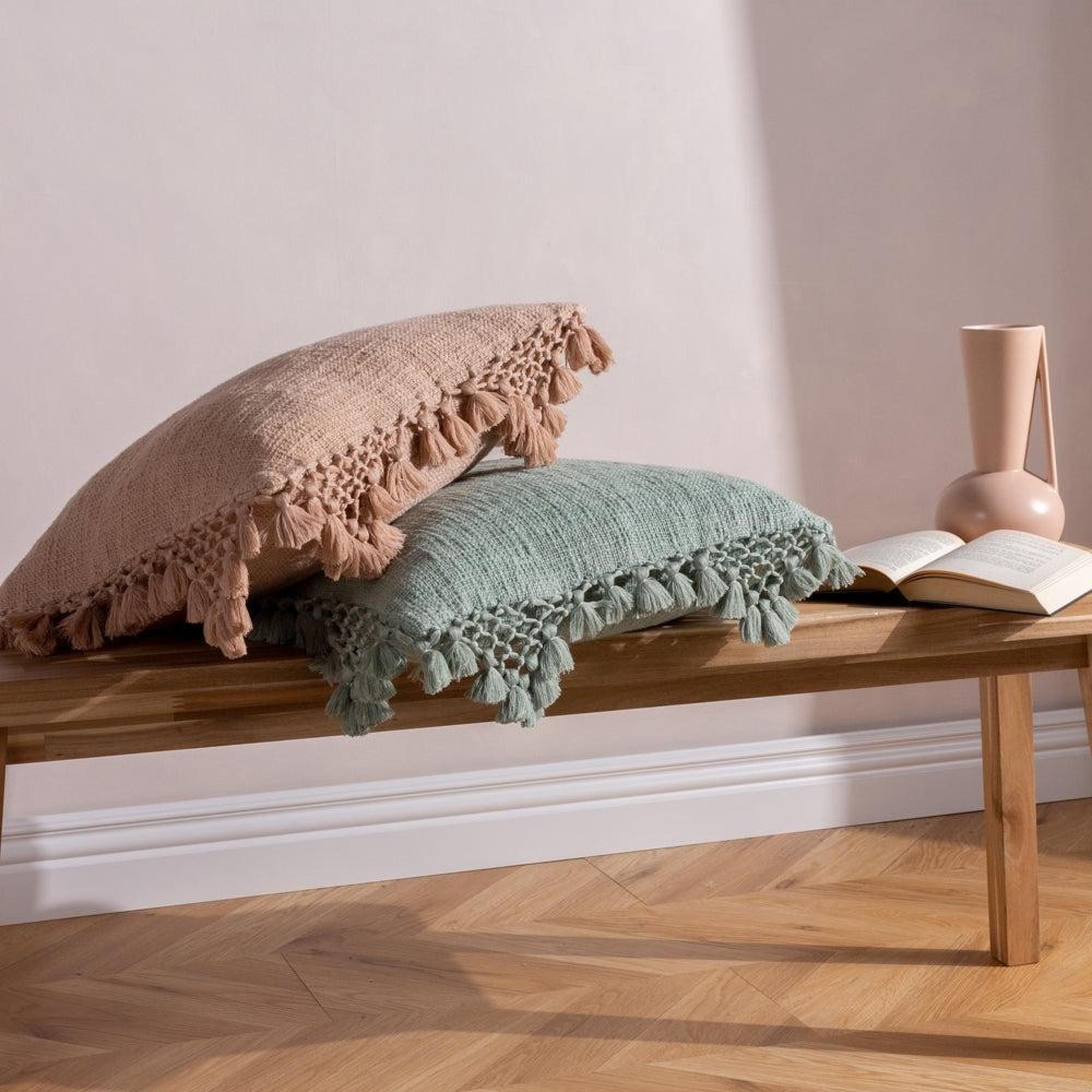 Yard Anko Eucalyptus Macrame Tassel Trim Cushion