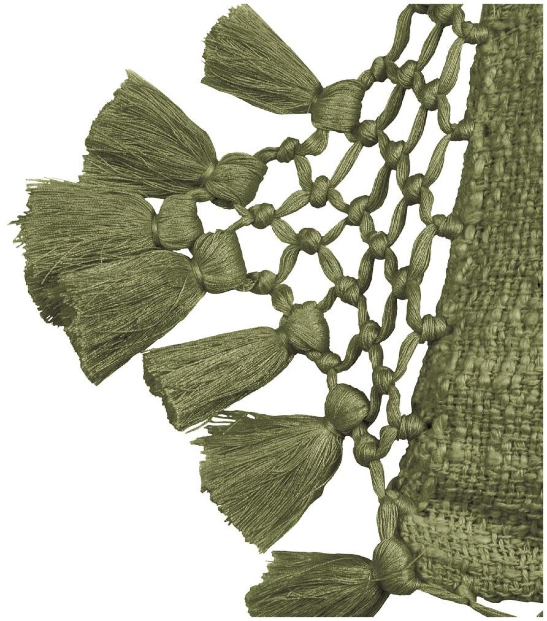 Yard Anko Khaki Macrame Tassel Trim Cushion