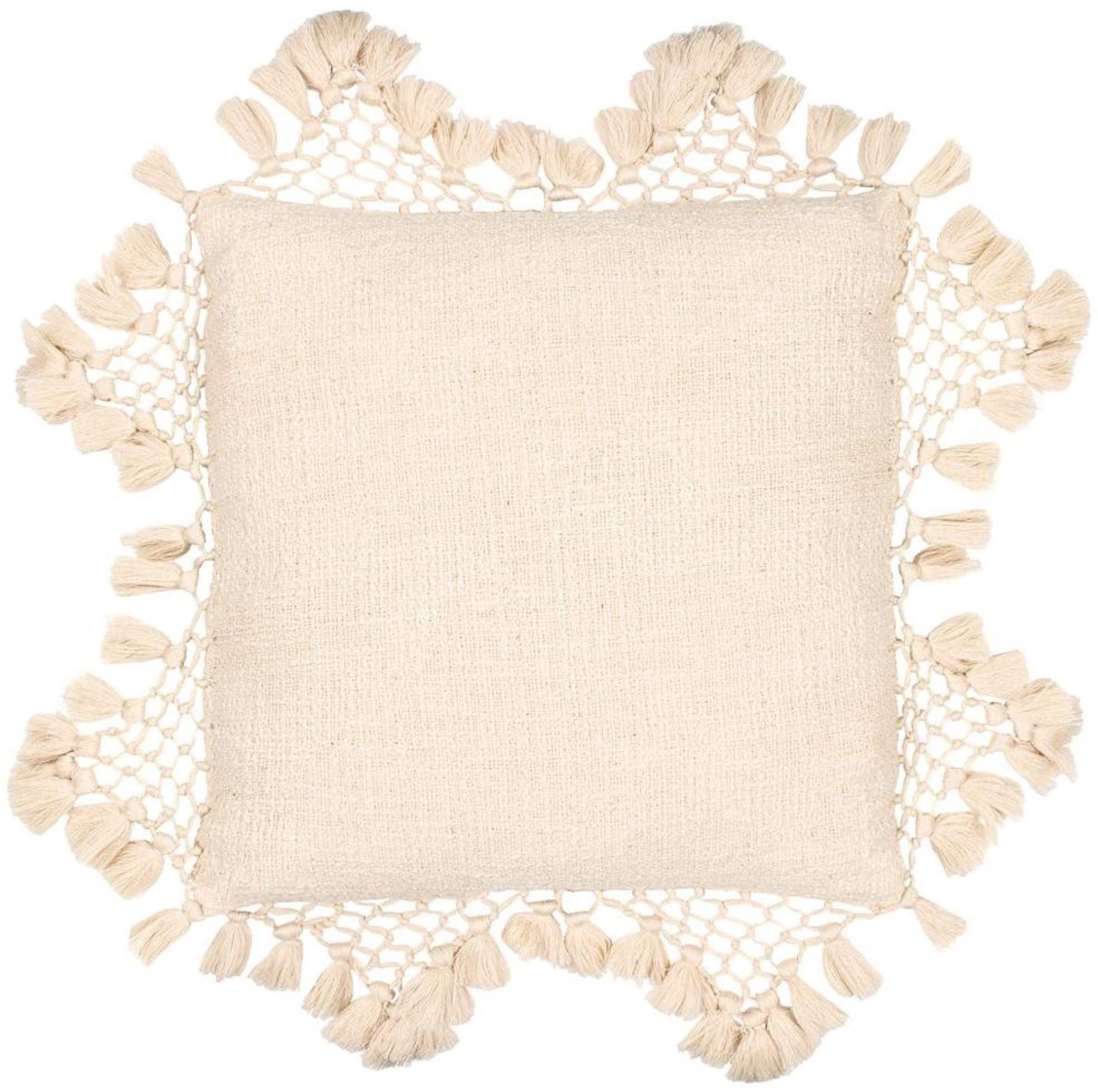 Yard Anko Oatmeal Macrame Tassel Trim Cushion