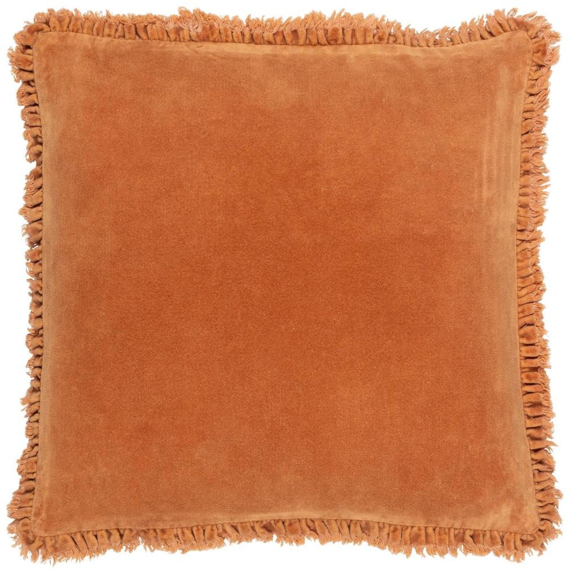 Yard Bertie Rust Washed Cotton Velvet Cushion