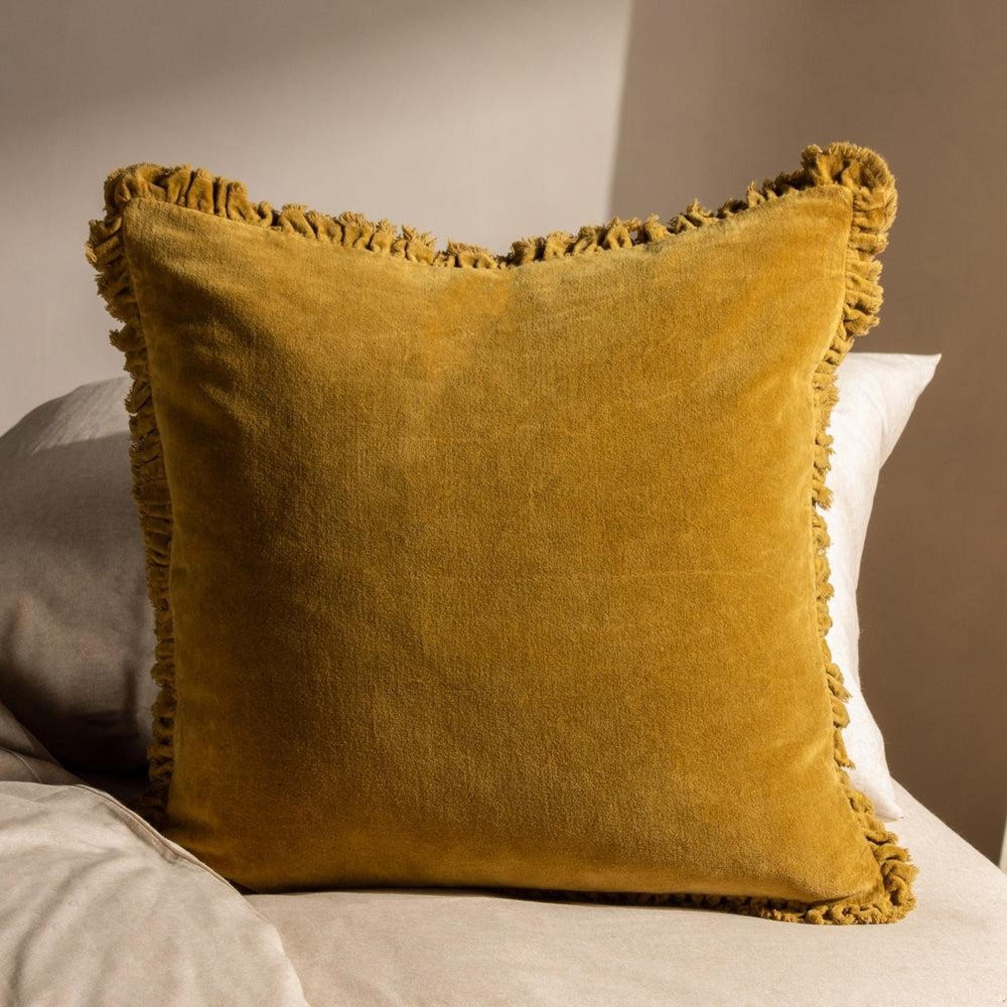 Yard Bertie Saffron Washed Cotton Velvet Cushion