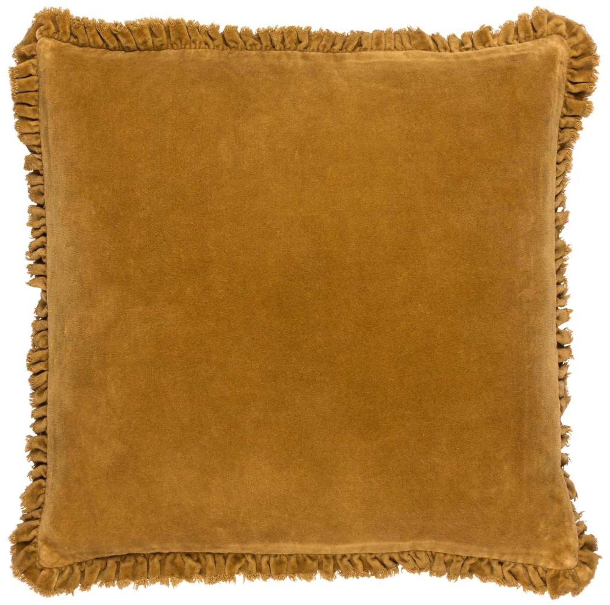 Yard Bertie Saffron Washed Cotton Velvet Cushion