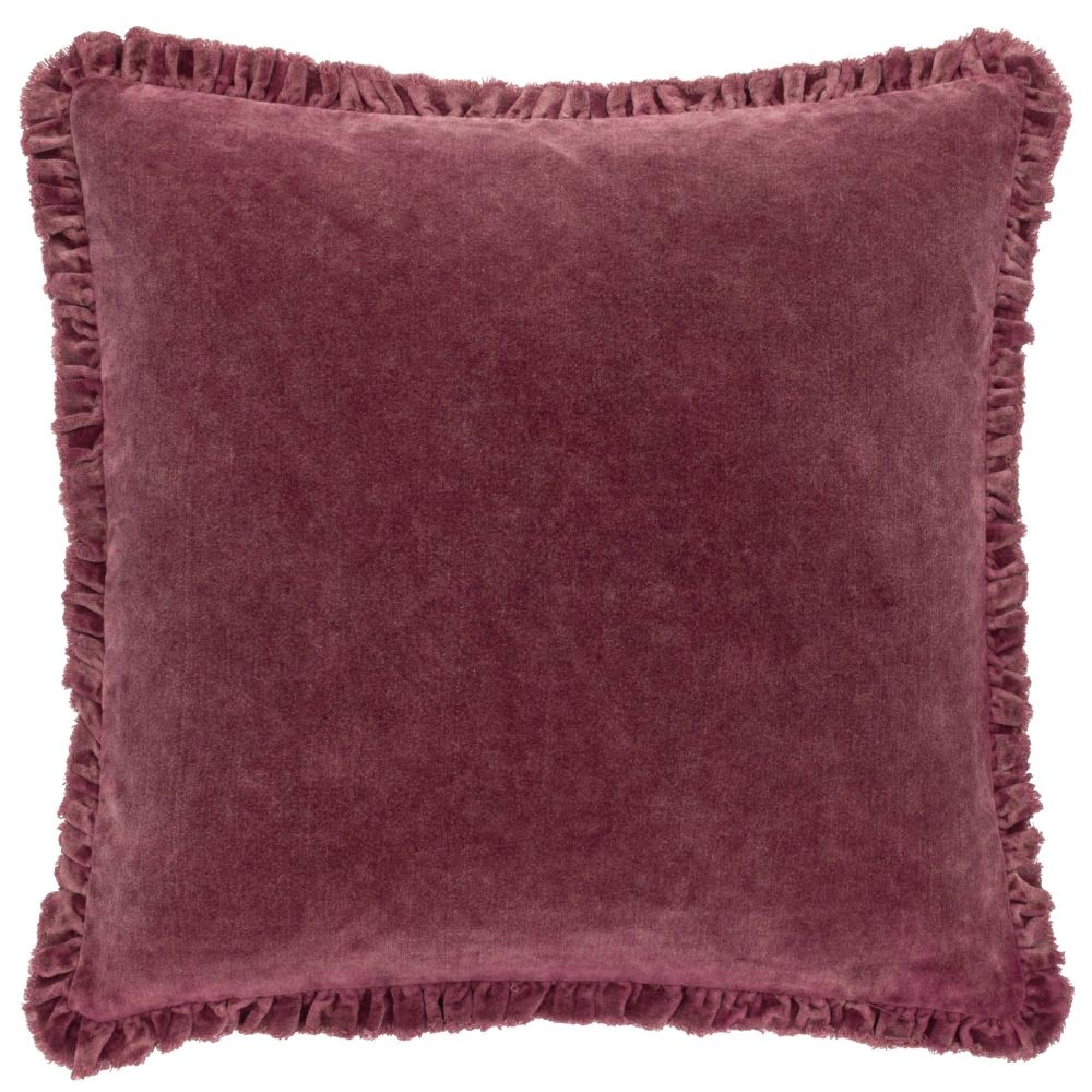 Yard Bertie Washed Cotton Burnt Red Velvet Cushion