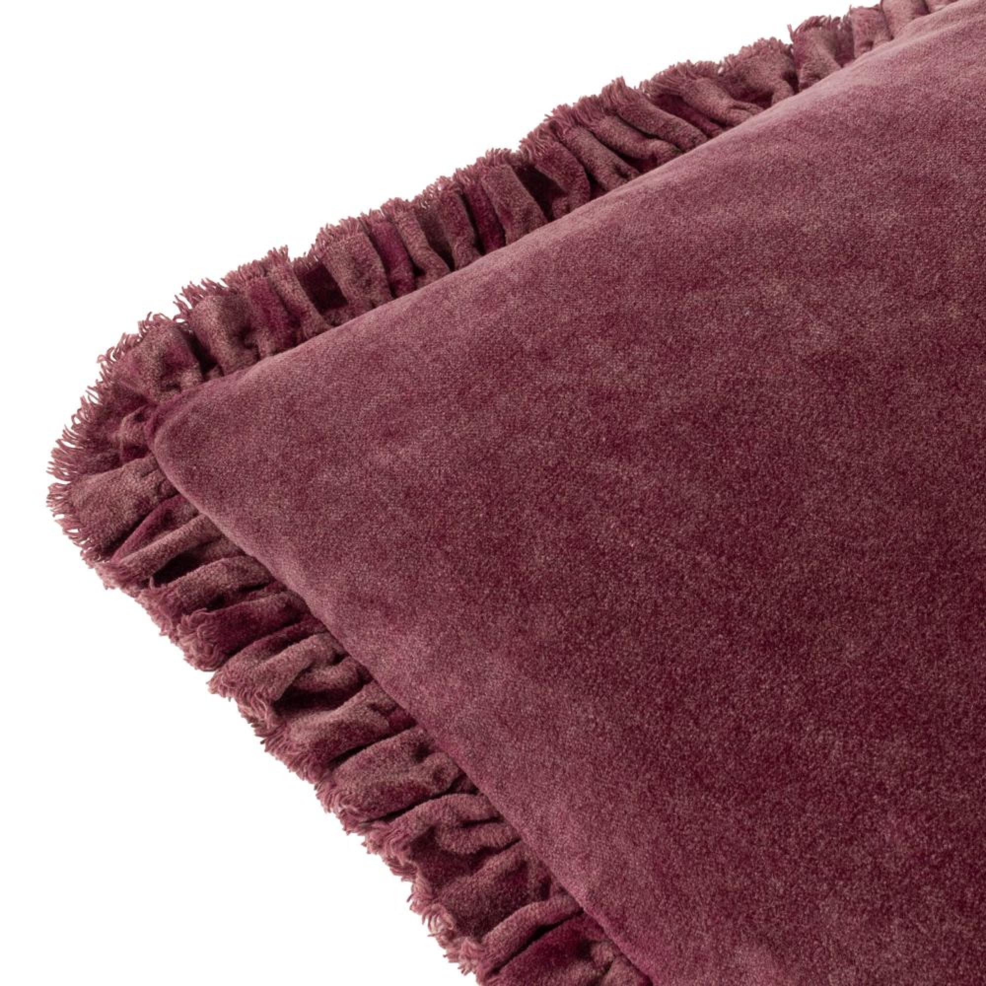 Yard Bertie Washed Cotton Burnt Red Velvet Cushion