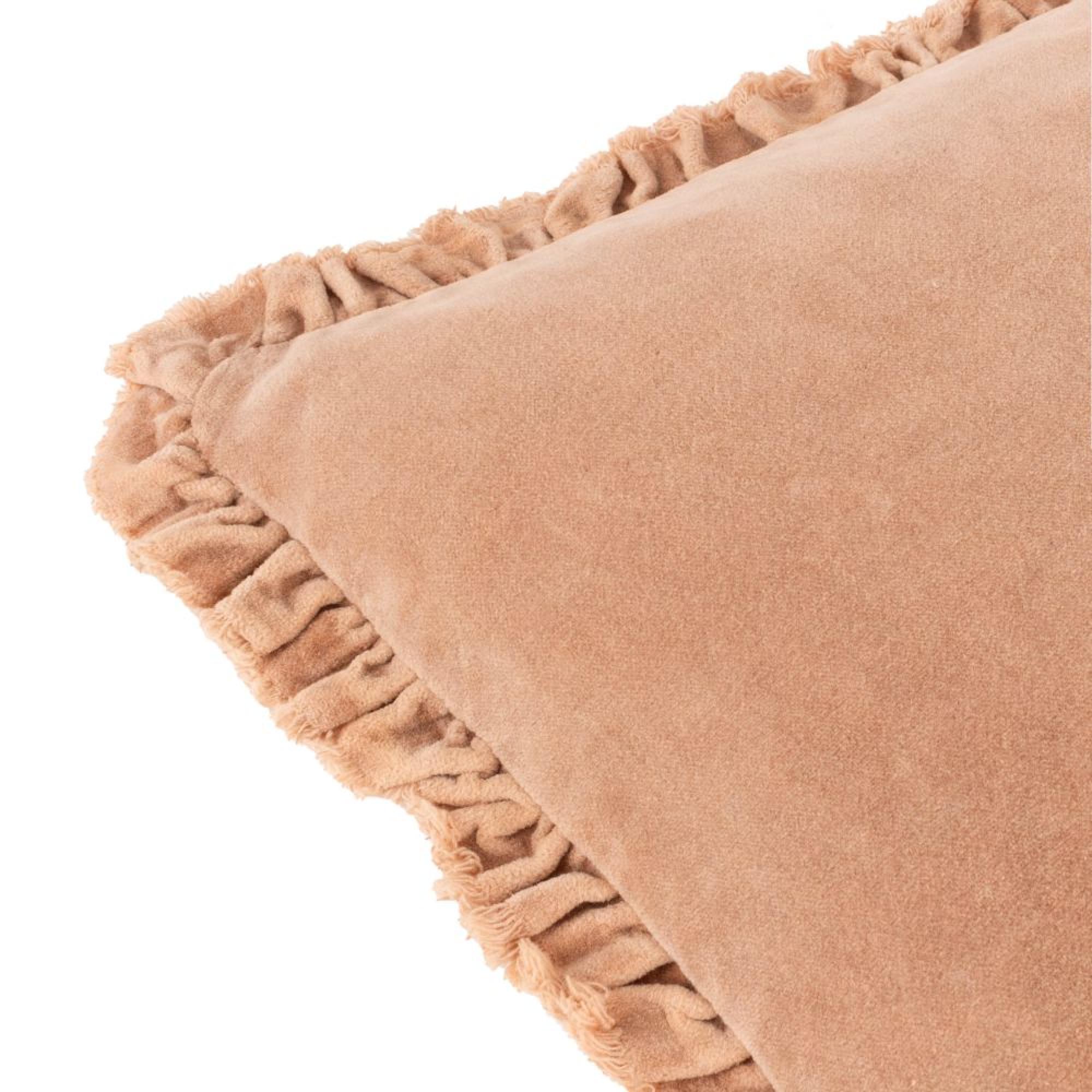 Yard Bertie Washed Cotton Cashew Brown Velvet Cushion