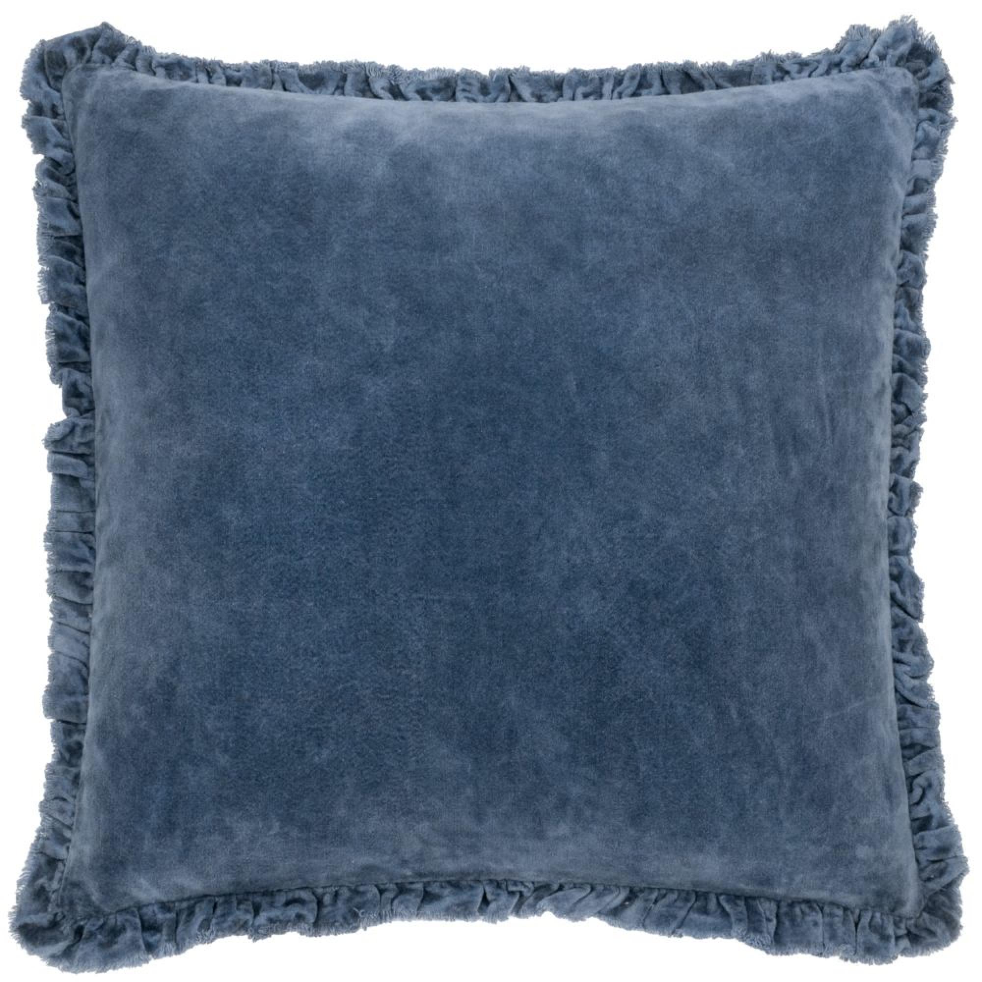 Yard Bertie Washed Cotton Ink Blue Velvet Cushion
