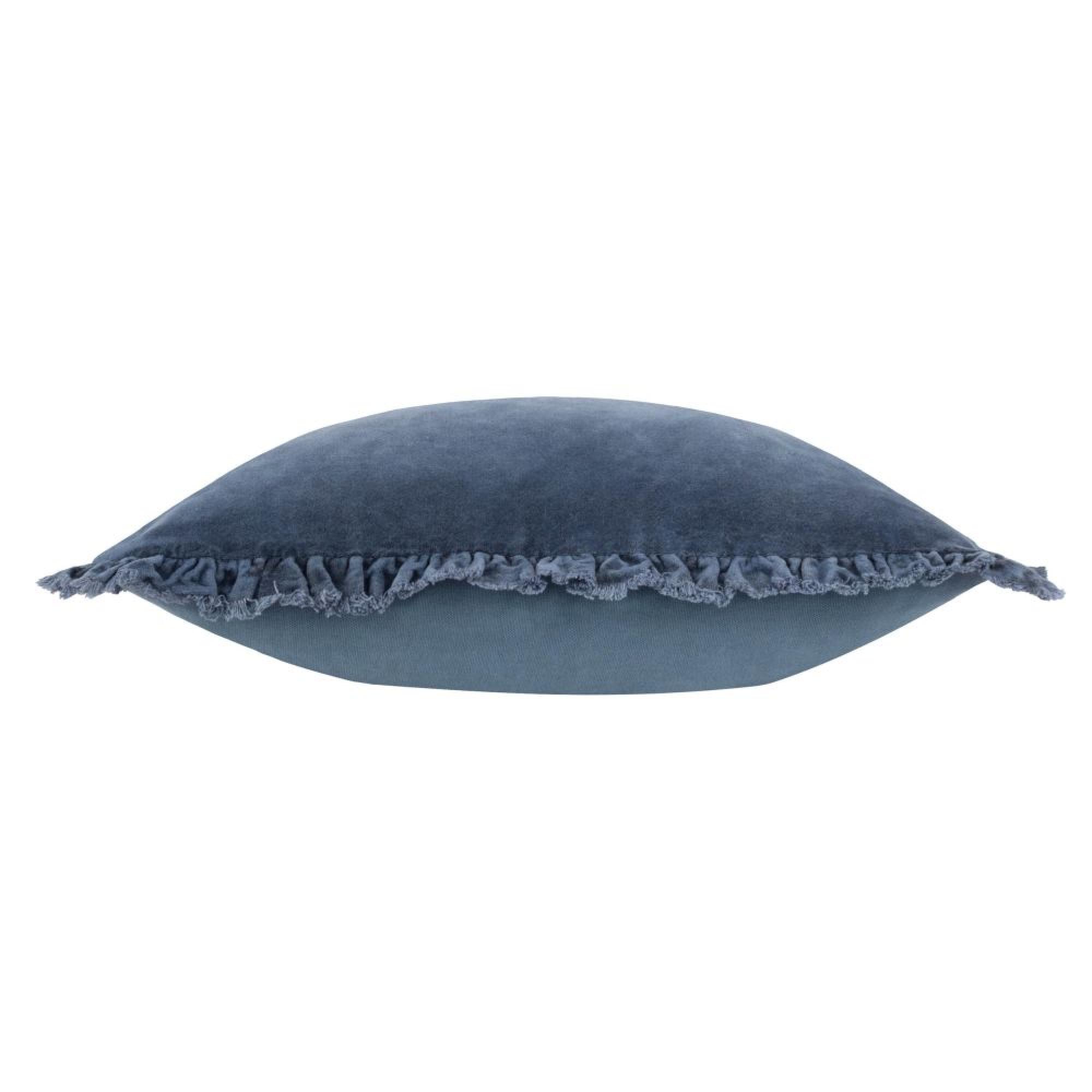 Yard Bertie Washed Cotton Ink Blue Velvet Cushion