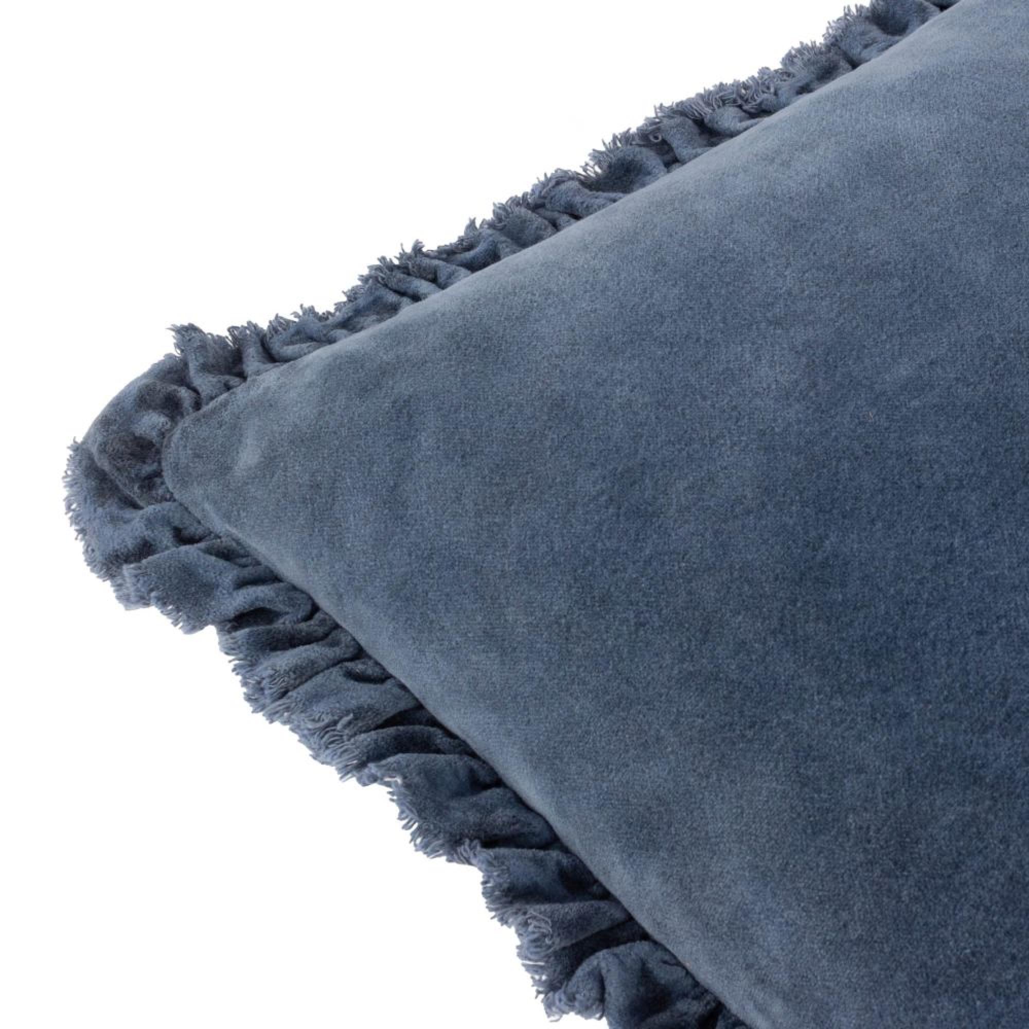 Yard Bertie Washed Cotton Ink Blue Velvet Cushion
